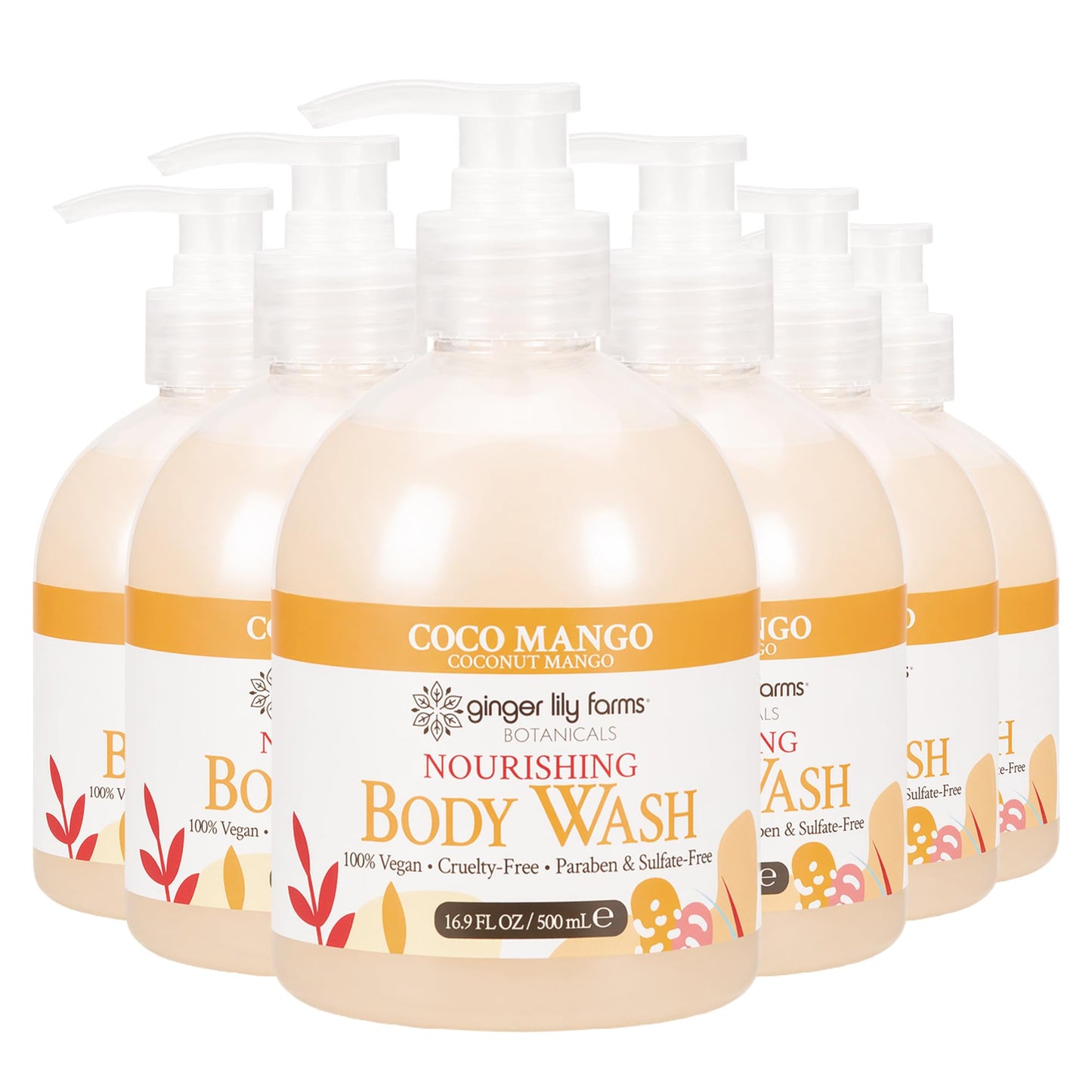 HotGinger Lily Farms Botanicals Nourishing Body Wash, Island Tranquility, 100% Vegan & Cruelty-Free, Green Tea Lemongrass Scent, 1 Gallon Refill (128 fl. oz.)
