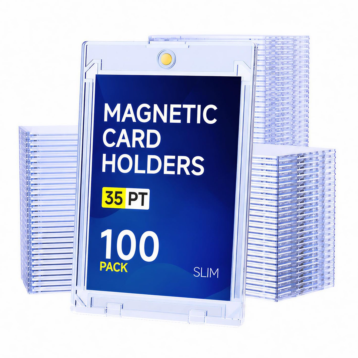 Hot 100ct Magnetic Card Holder, 35pt One Touch Card Holder, U-V Protectors Hard Plastic for Trading Cards, Magnet Case, Sports, Game, Football, Baseball
