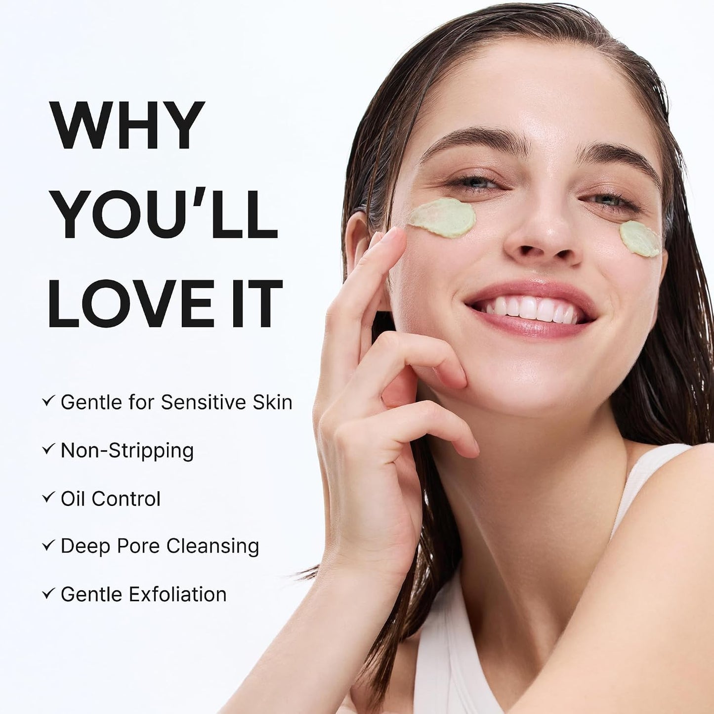 HotArencia Korean Rice Mochi Face Cleanser - Face Wash, Gentle Scrub All in One for Deep Cleansing, Moisturizing, Pore Minimizing with Rice Water & Green Tea (4.23oz)