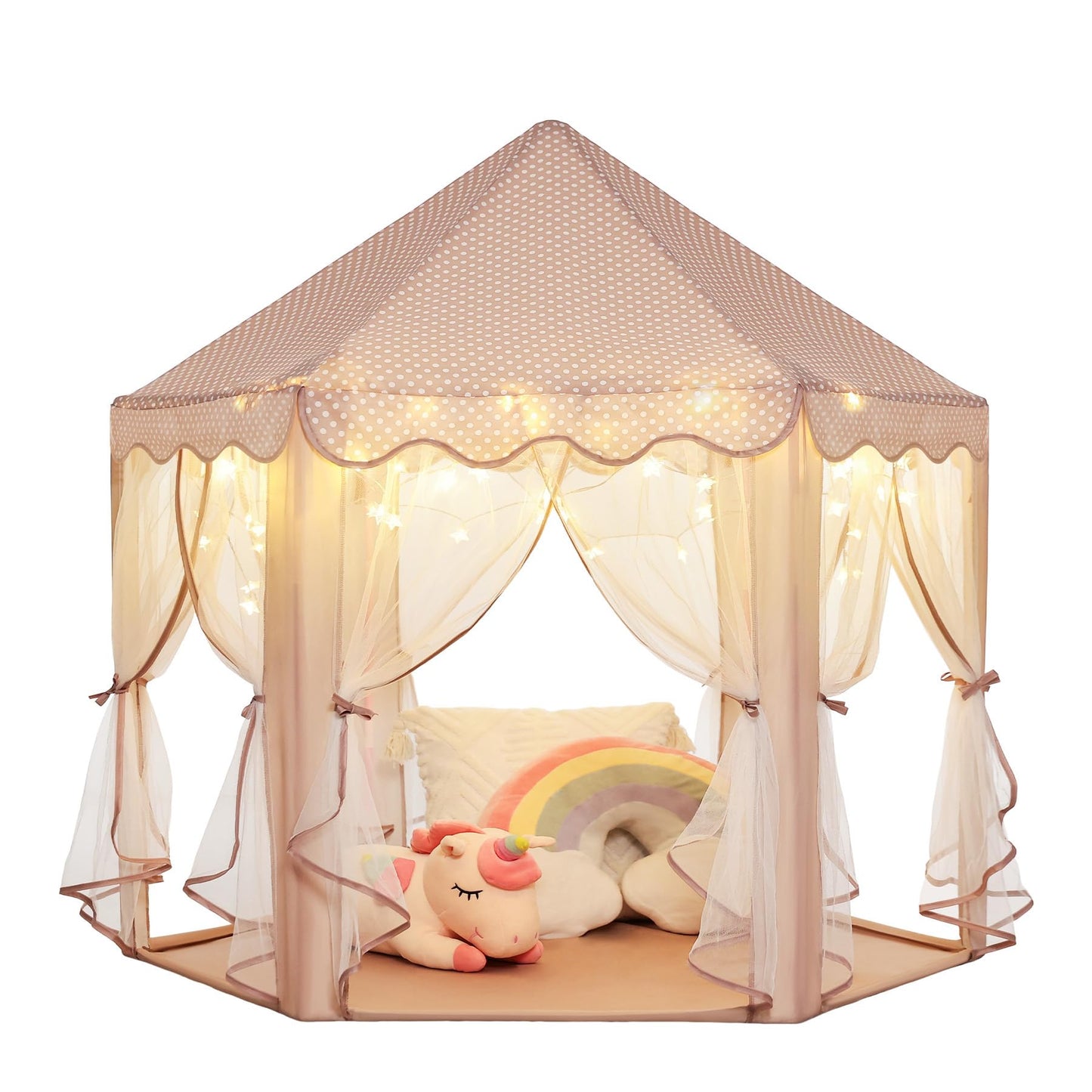 HotMonobeach Princess Tent Girls Large Playhouse Kids Castle Play Tent with Star Lights Toy for Children Indoor and Outdoor Games, 55'' x 53'' (DxH)