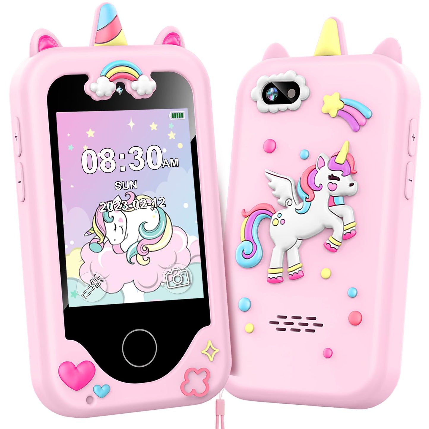 Hot Kids Smart Phone for Girls, Christmas Birthday Gifts for Girls Age 3-10 Kids Toys Cell Phone, 2.8" Touchscreen Toddler Learning Play Toy Phone with Dual Camera, Game, Music Player, 8GB Card Purple