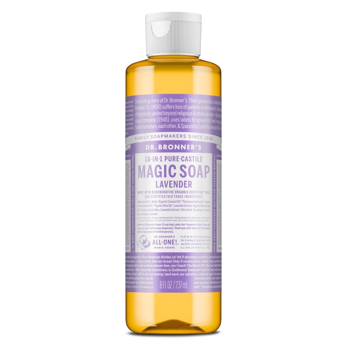 HotDr. Bronner's Pure-Castile Liquid Soap, Made with Organic Oils, 18-in-1 Uses: Face, Body, Hair, Laundry, Pets and Dishes, Concentrated, Vegan, Non-GMO, Lavender, 32 Oz