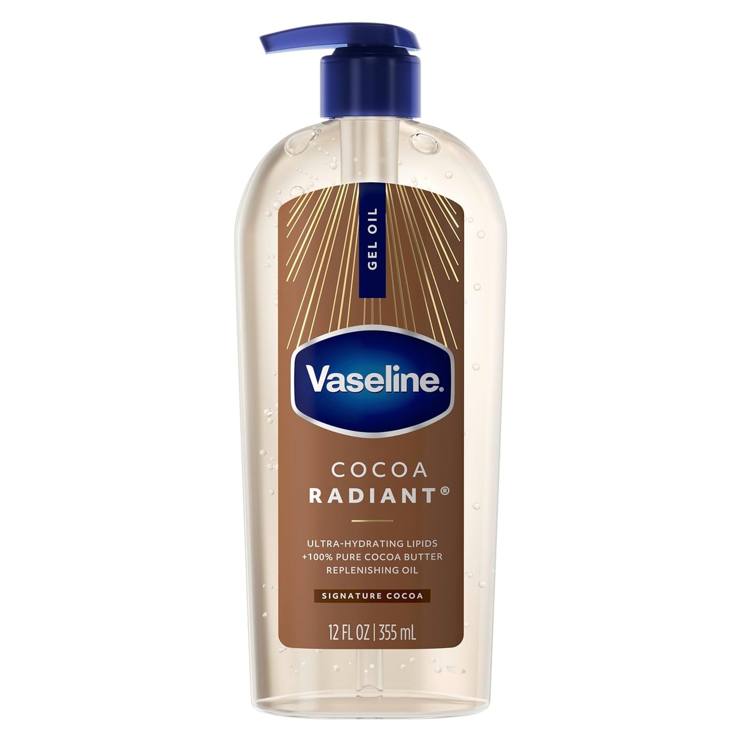 HotVaseline Intensive Care Cocoa Radiant Body Gel Oil with 100% Pure Cocoa Butter, 12 oz