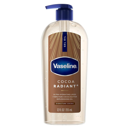 HotVaseline Intensive Care Cocoa Radiant Body Gel Oil with 100% Pure Cocoa Butter, 12 oz