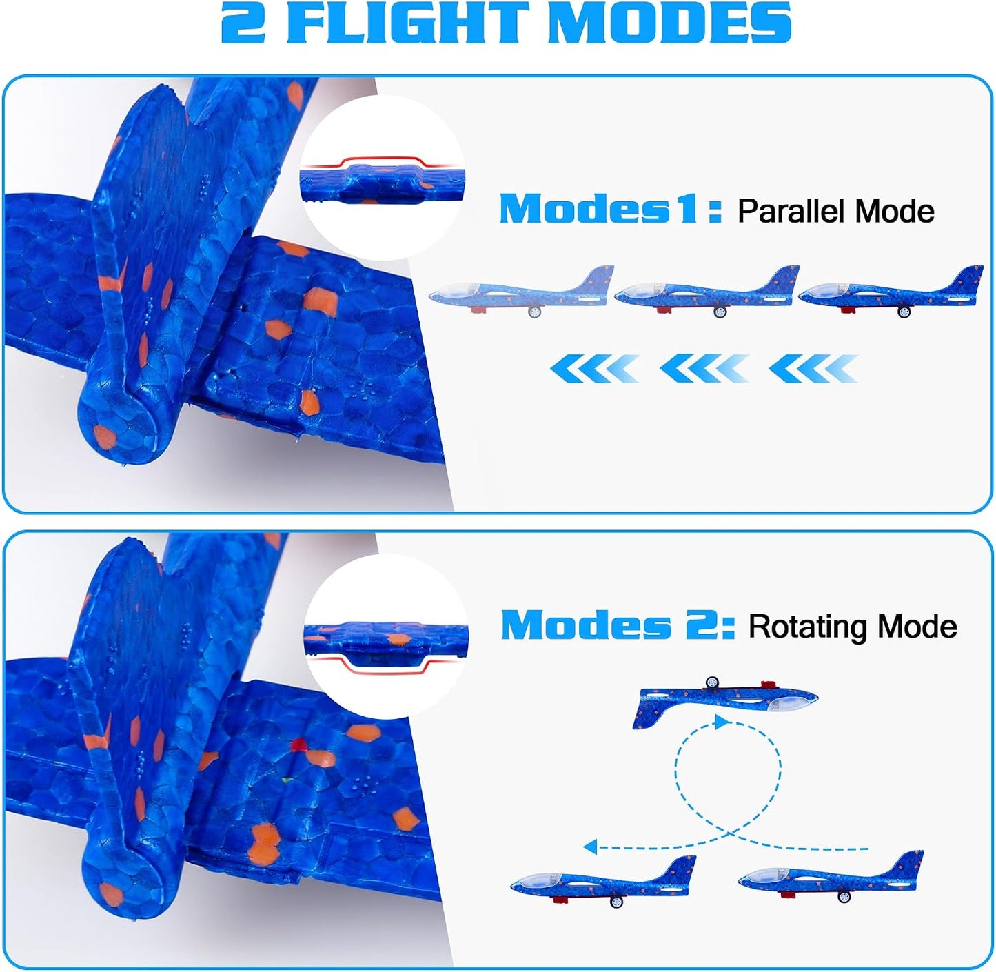 Hot LJZJ 3 Pack Airplane Launcher Toys, 2 Flight Modes LED Foam Glider Catapult Plane, Outdoor Flying Toy for Kids, Birthday Gifts for Boy Girl 3+ Year Old, B-Day Party Supplies