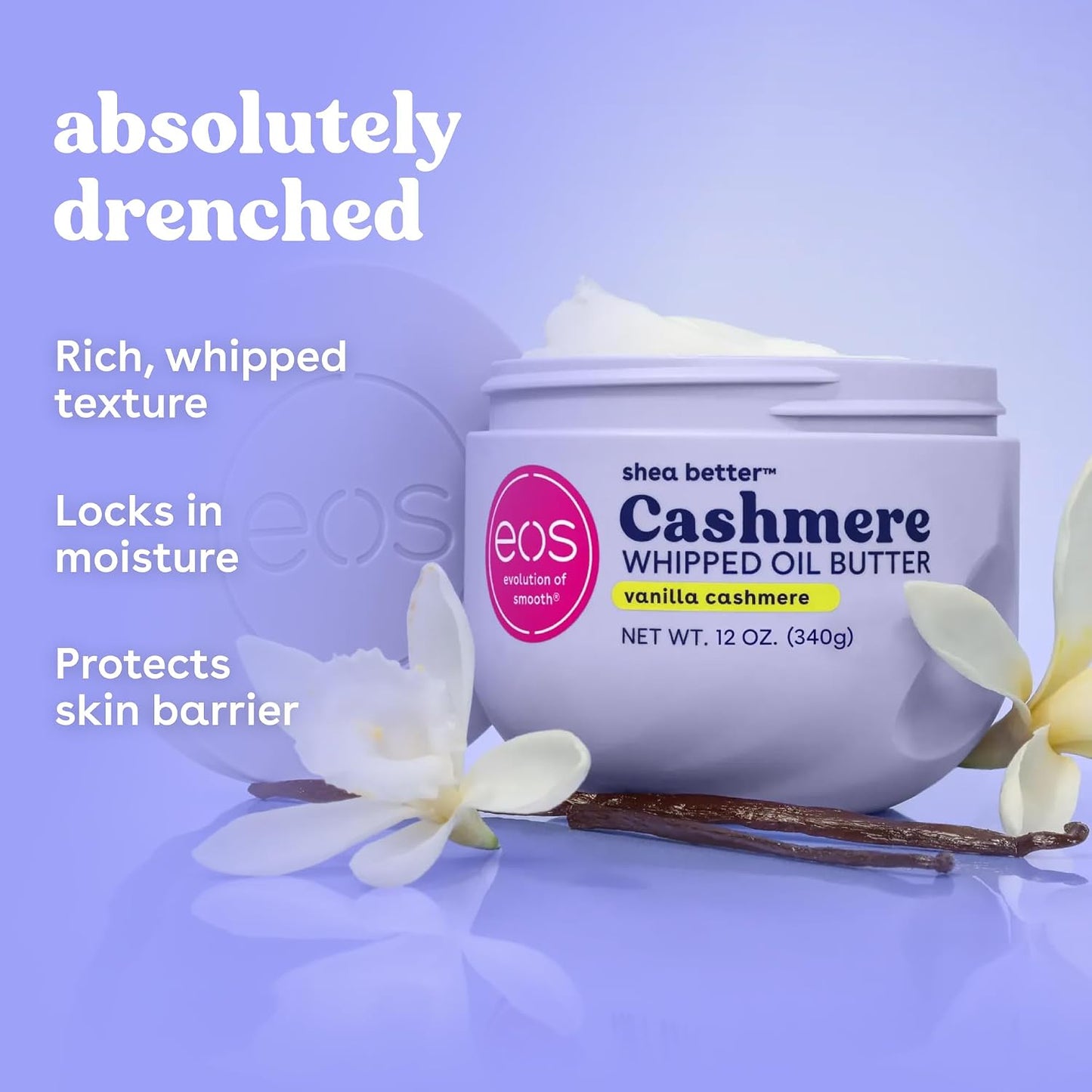 Hoteos Cashmere Whipped Oil Body Butter, Vanilla Cashmere, 72 Hour Weightless Moisture For Dry Skin, Rich Formula and Deep Hydration, Body Care, 10 oz