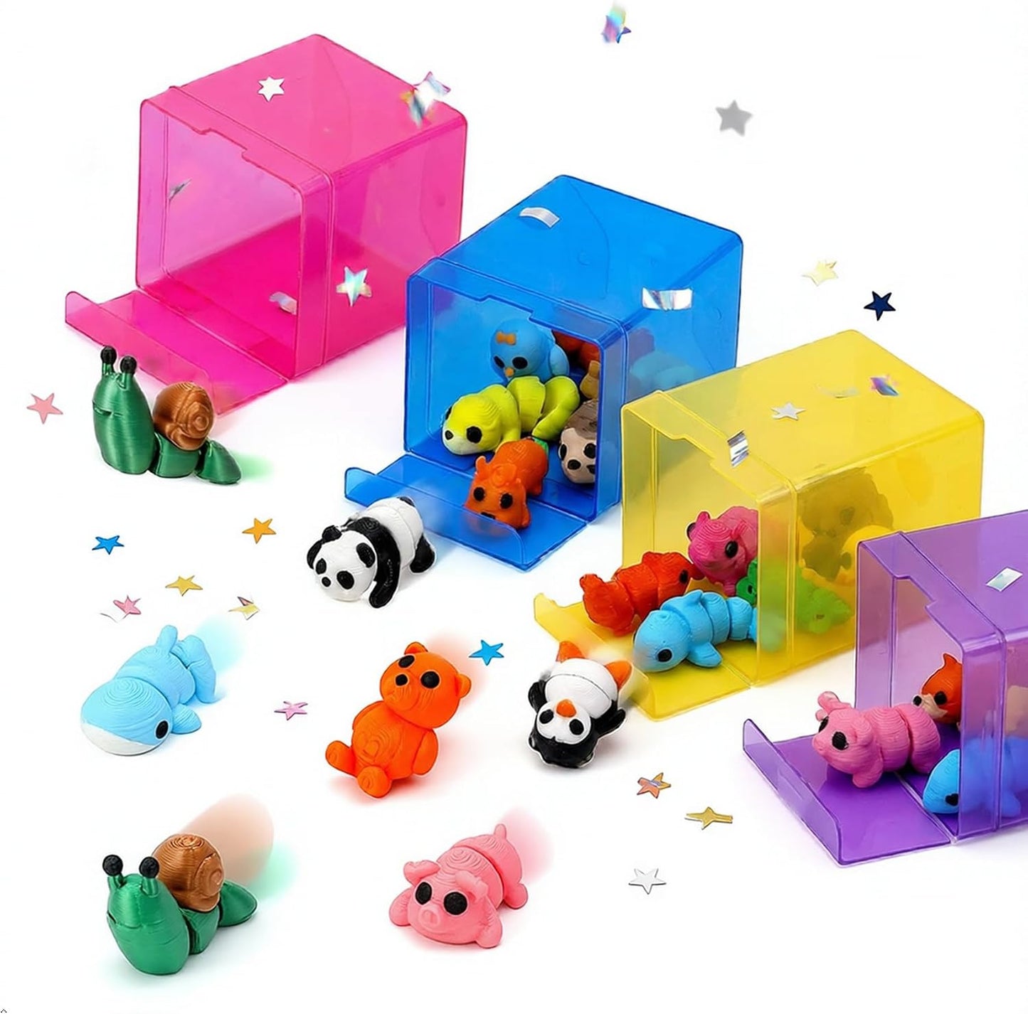 Hot 120PCS Surprise 3D Printed Animals Bulk, Random Collectible Mini Animal Figurines, Articulated Fidget Toys Variety Pack, Party Favors, Classroom Prizes, Goodie Bag Stuffers, Desk Pets