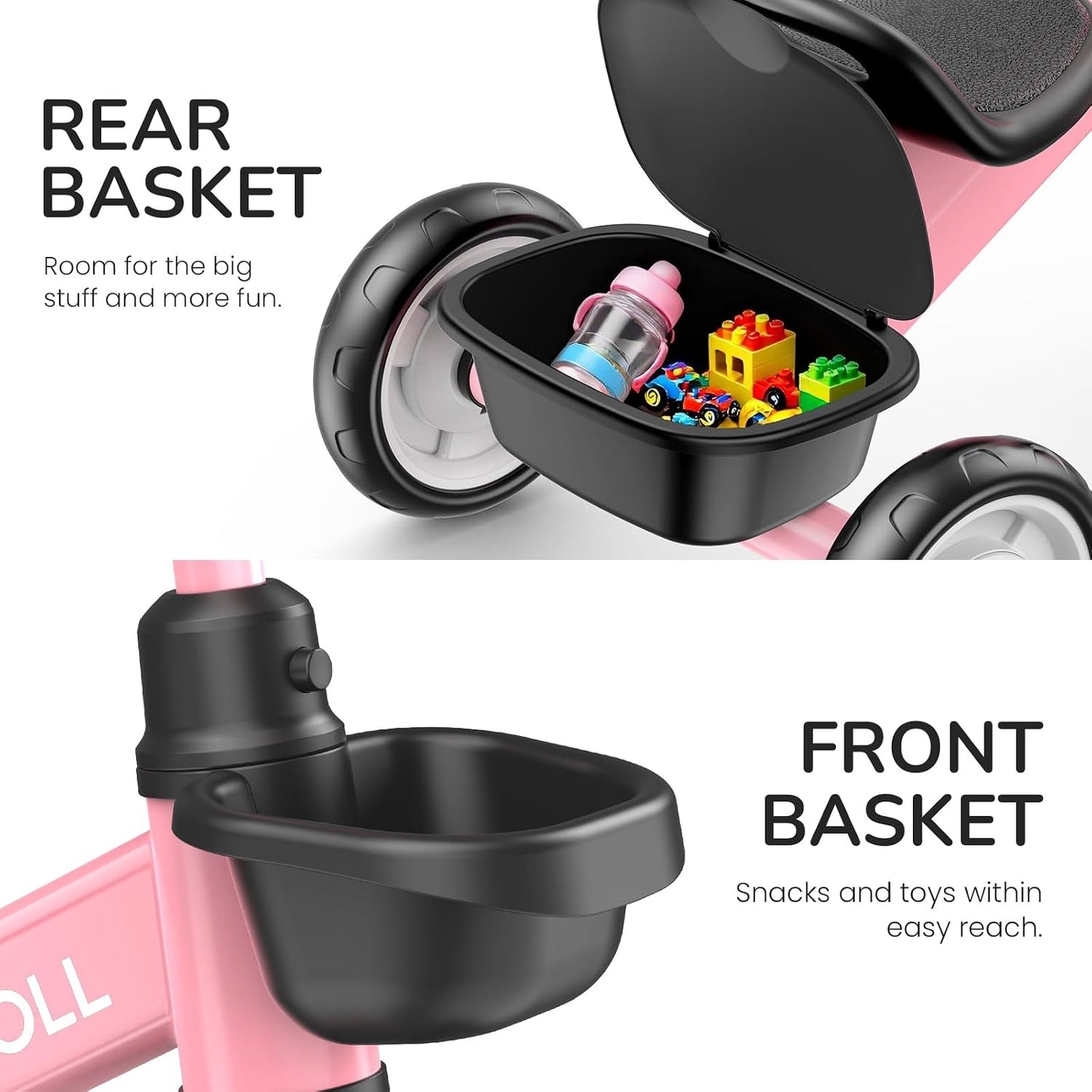 Hot Umatoll Tricycle for Toddlers 2-5 Year Old, Ajustable Toddler Bike Outdoor Toys, Birthday Gift for Girl Age 2-4, Trike with Light up Wheels