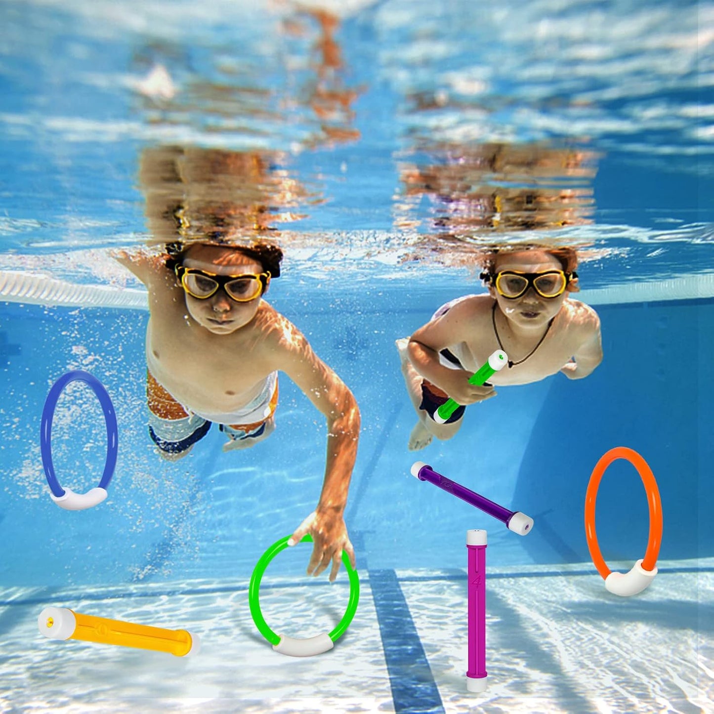 HotKorlon Tec Underwater Pool Toys for Kids Ages 4-8 8-12, Summer Training Swim Pool Diving Toys Set for Fun Water Games