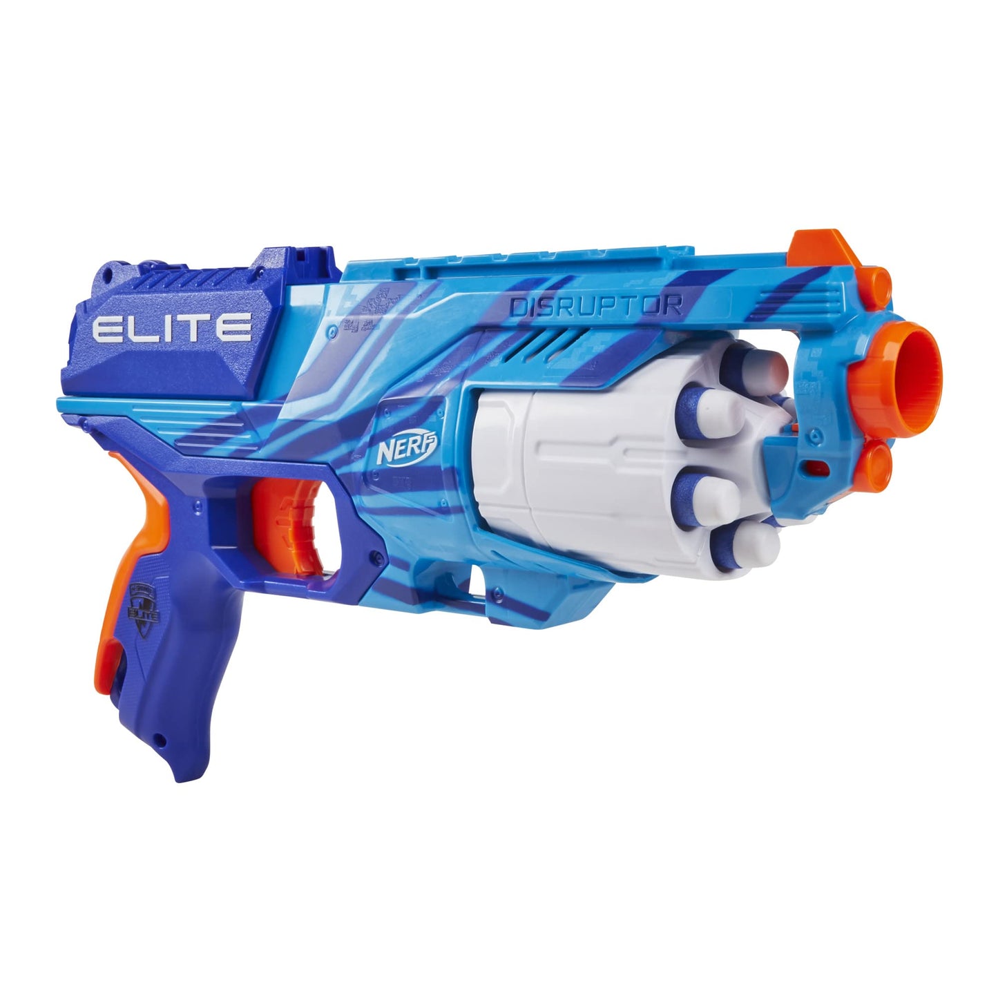 HotNERF Disruptor Elite Blaster - 6-Dart Rotating Drum, Slam Fire, Includes 6 Official Nerf Elite Darts - for Kids, Teens, Adults (Amazon Exclusive)