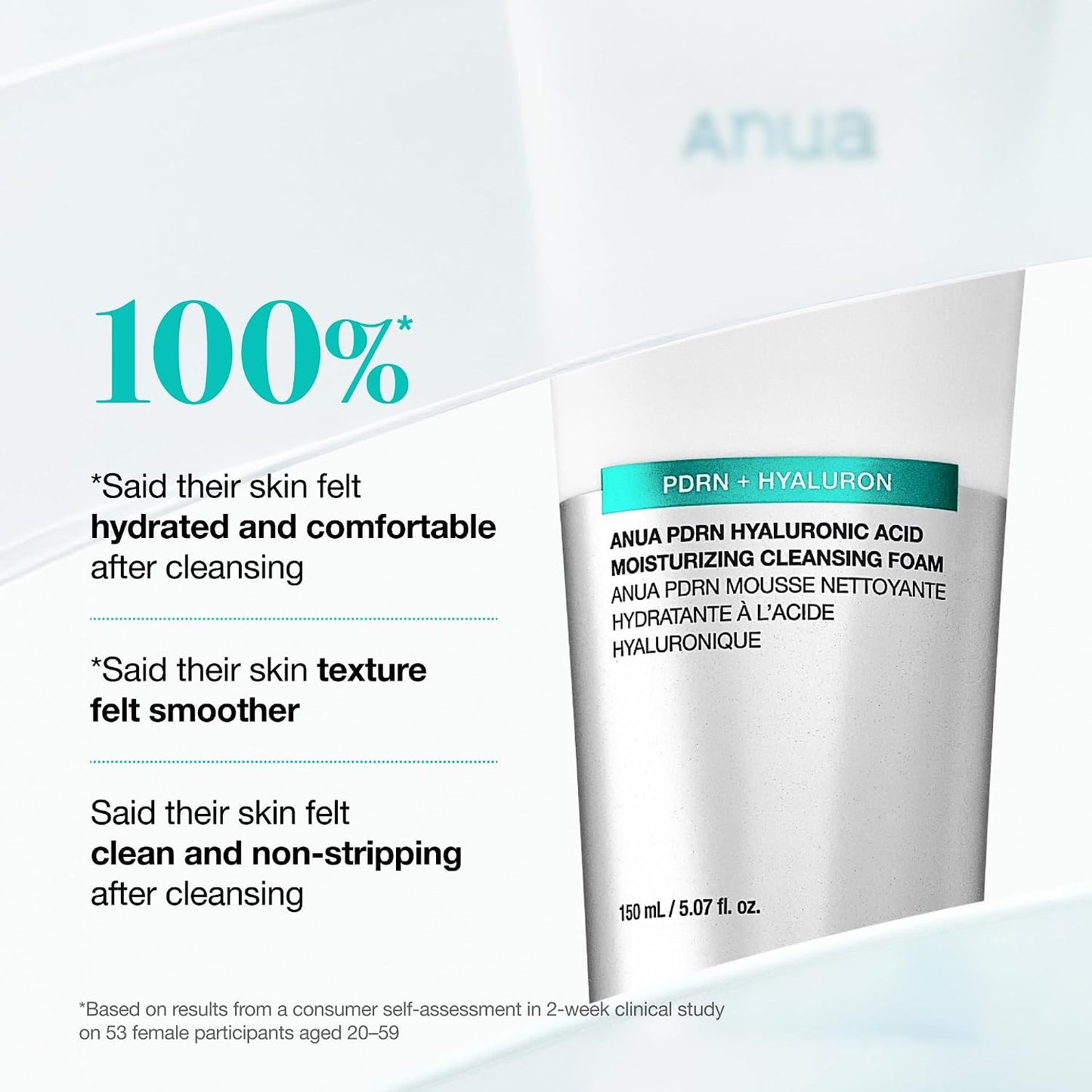 HotAnua PDRN Hyaluronic Acid Moisturizing Cleansing Foam, Daily Gentle Face Wash for Dry Skin, Salmon DNA Hydrating & Soft Facial Cleanser, Barrier Repair & Glow Glass Skin, Korean Skincare, 5.07 fl oz.