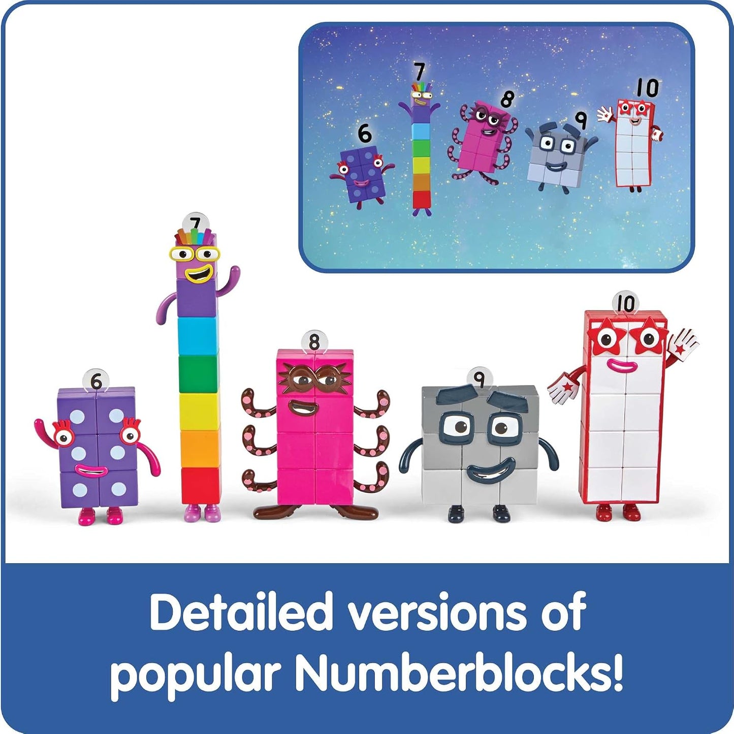 Hothand2mind Numberblocks Friends Six to Ten Figures – Official Licensed Character Action Figure Set, Numbers and Counting Figurines, Pretend Play Toys, for Kids Ages 3, 4, 5, 6, 7