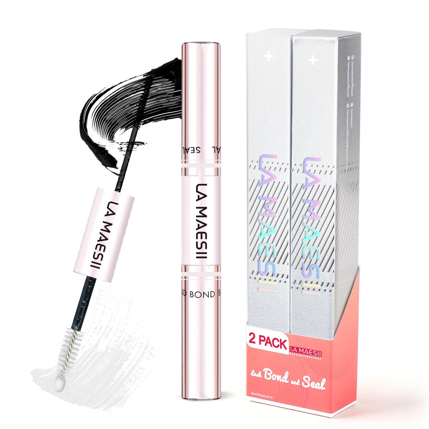HotLA MAESII Lash Cluster Glue, Lash Bond and Seal for Eyelash Clusters, 10ml Bond and Seal, Waterproof, 2-in-1 Home Use, Strong Hold for 72H