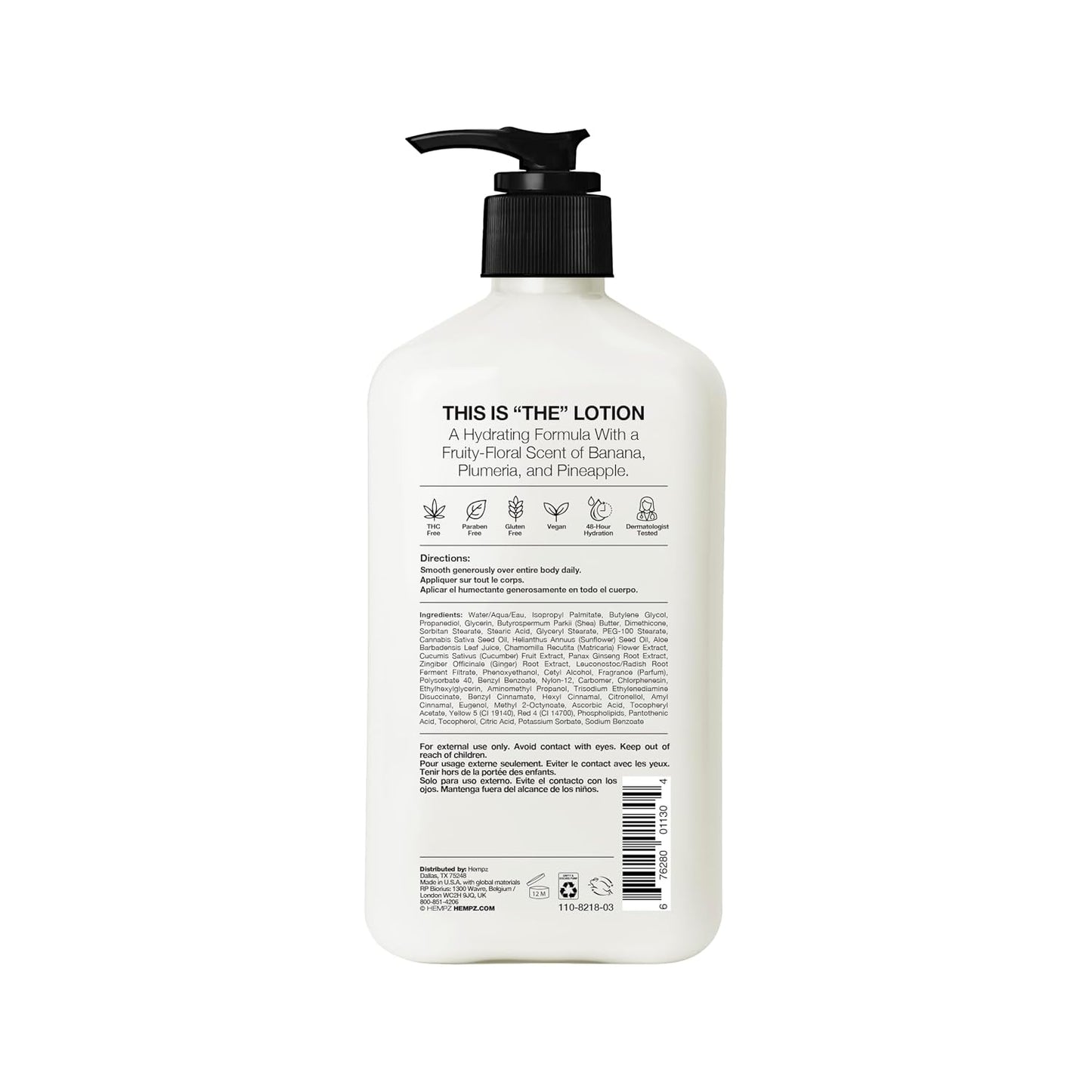 HotHempz Original, Natural Hemp Seed Oil Body Moisturizer with Shea Butter and Ginseng, Original Scent, Floral Banana, 17 Fl.Oz ( Packaging may vary )