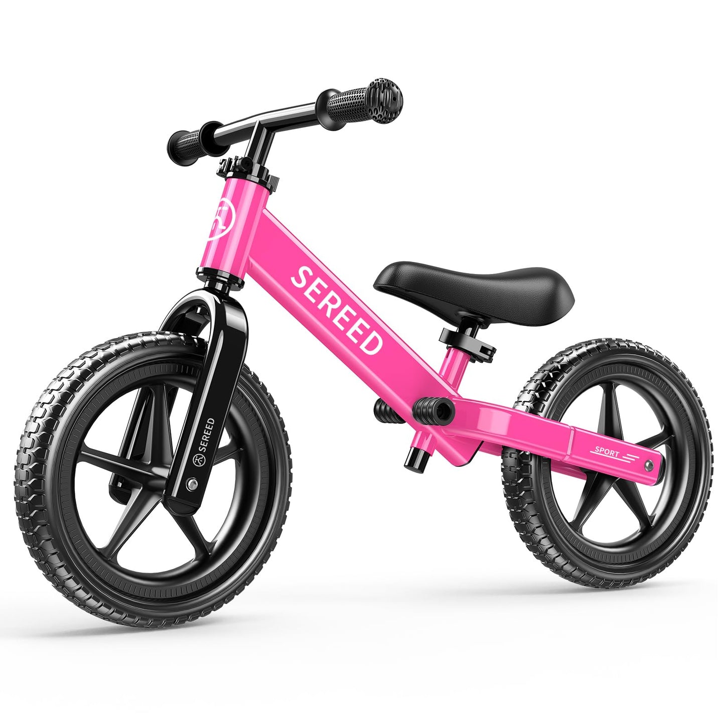 HotSEREED Toddler Balance Bike 2 Year Old, No Pedal Kids Toy Bike for 2-5 Years Old, Tool-Free Adjustment, Gift for 2-3 Boys Girls, Customize Plate with 3pcs Stickers (White)