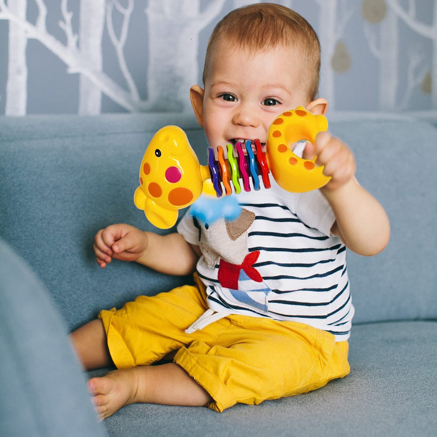HotAIVIAI Baby Toys 0-6 Months Infant Toys 0-3 Months Infant Rattles Baby Rattle Teether Toy Set with Storage Box Musical rattles for Newborn Boy Girl Gifts Set with Baby's First Rattle Teether (11pcs)
