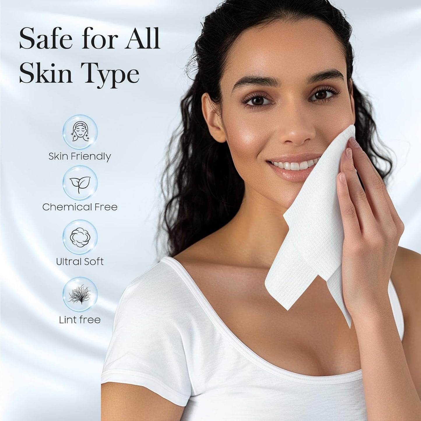 HotFygrip 2 Pack of 50 count XL Disposable Face Towels 10” x 12”, 100% Viscose Fibre, Soft & Skin Friendly Face Towelettes Disposable, Facial Tissue Wipes for Women Cleansing