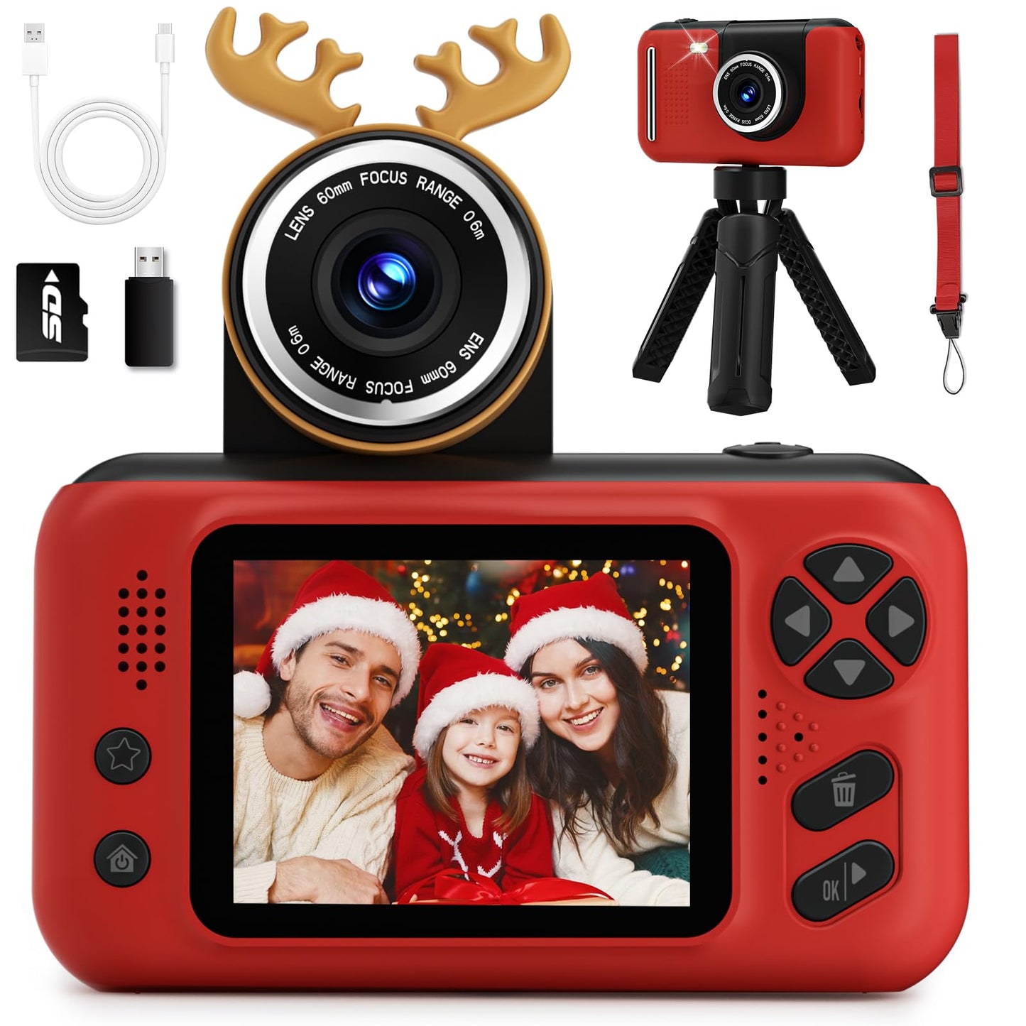 Hot Makolle Kids Camera Toys for Girls 3-12 Year Old, Pink | Children Travel Camera HD Digital Video Camcorder, With Tripod, SD Card Included, Toddler Festival Birthday Gifts