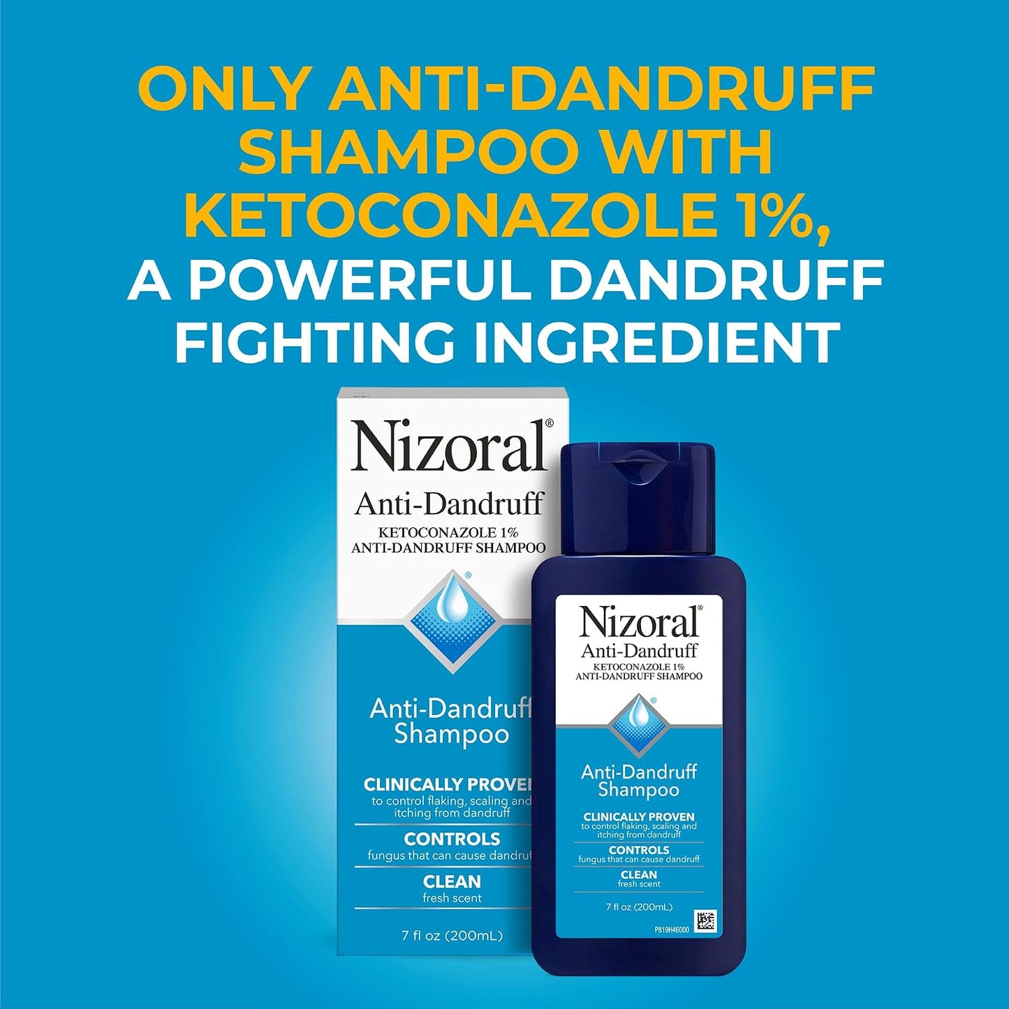 HotNizoral Anti-Dandruff Shampoo with 1% Ketoconazole, Fresh Scent, 7 Fl Oz