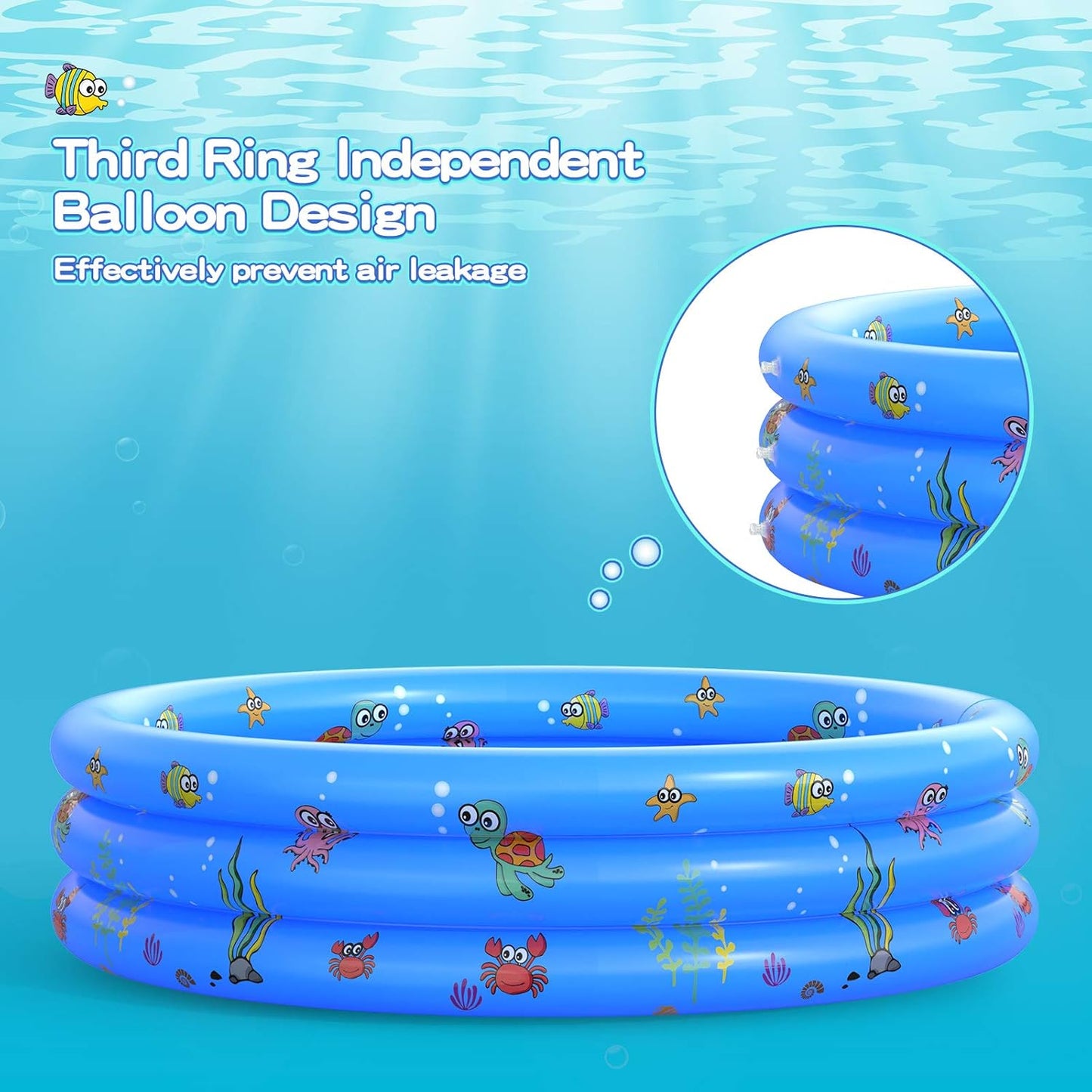 HotGarden Round Inflatable Baby Swimming Pool, Portable Inflatable Child/Children Little Pump Pool,Kiddie Paddling Pool Indoor&Outdoor Toddler Water Game Play Center for Kids/Girl/Boy