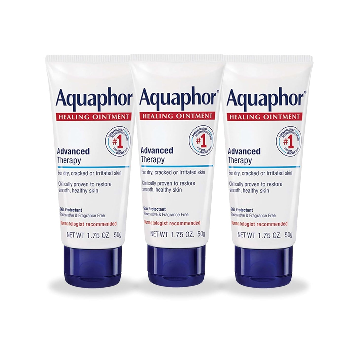 HotAquaphor Advanced Therapy Healing Ointment, Hypoallergenic, Fragrance Free Body Moisturizer for Dry Skin and Minor Wound Care, Travel Size Skin Care Set, 1.75 Oz Tube, Pack of 3