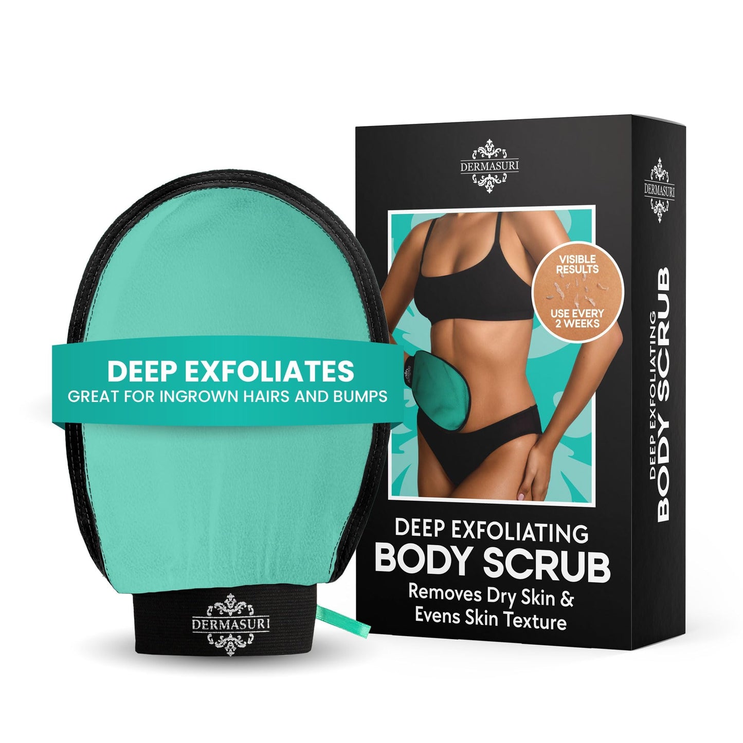 HotDermasuri - Deep Exfoliating Glove - Korean Exfoliating Mitt & Body Scrubber - Keratosis Pilaris Treatment Scrub - Self Tanner Mitt & Ingrown Hair Exfoliator - Shower Gloves for Women & Men - (1 Pack)