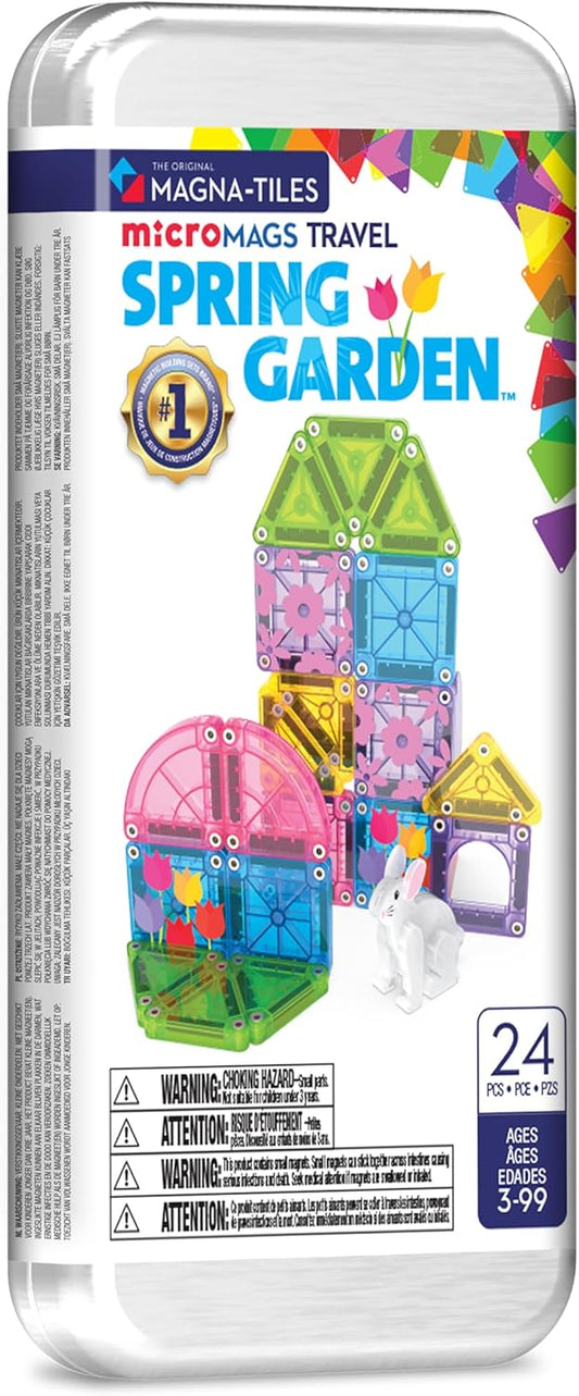 Hot MAGNA-TILES microMAGS 24-Piece Spring Garden Travel Set, The Original Magnetic Building Brand