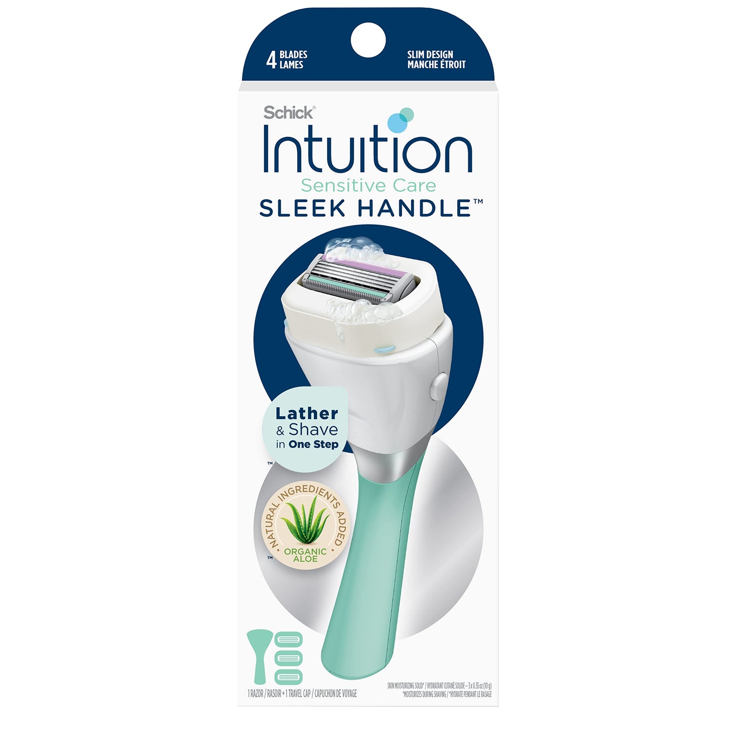 HotINTUITION Schick Refill, Razors for Women Sensitive Skin | Intuition Razor Blades Refill with Organic Aloe, Razor Refills , 6 Count (Pack of 1)