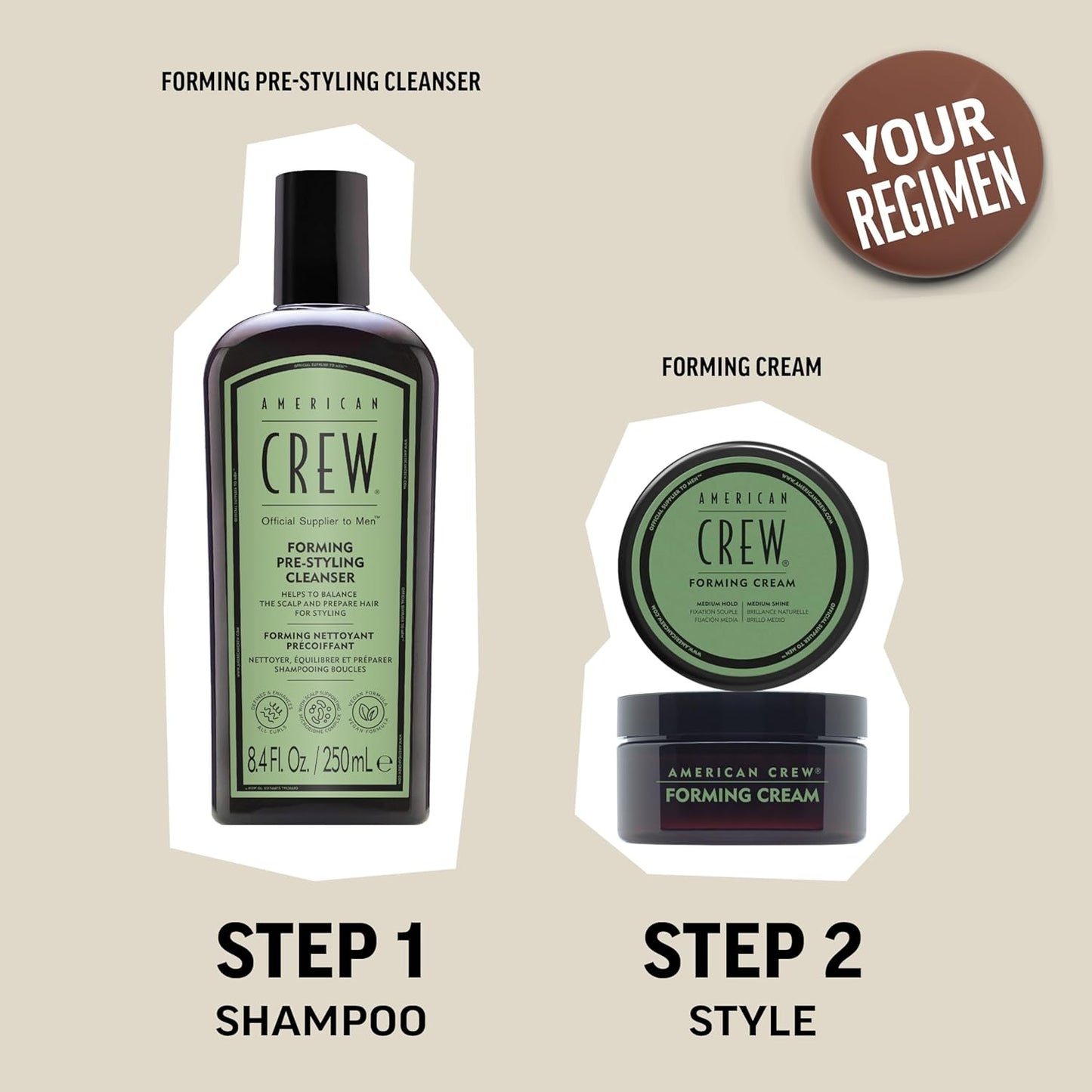 HotAmerican Crew Men's Hair Forming Cream, Like Hair Gel with Medium Hold & Medium Shine, 3 Oz (Pack of 1)