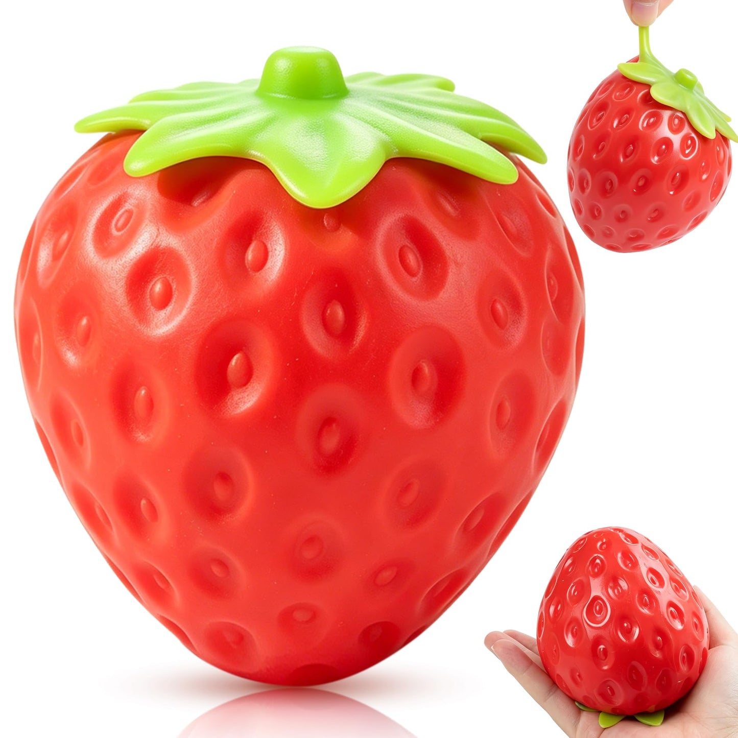 Hot3Pcs Big Taba Squishies Strawberry, Cute Strawberry Squeeze Toys, Upgrade Fruit Squishies, Kawaii Sticky Stress Toy, Clear Fidget Toys, Valentines Gift for Kids, Teen Boys Girls Birthday Gift Ideas