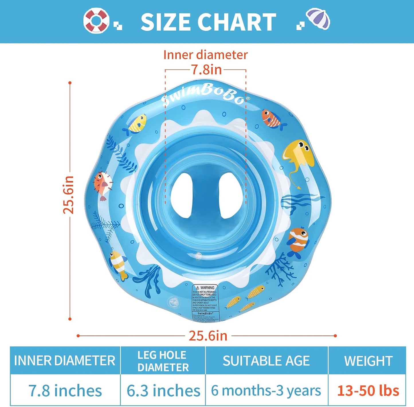 HotInflatable Baby Swimming Float with Safety Seat Fun Swimming Pool Toys for Age 6-36 Months Toddler