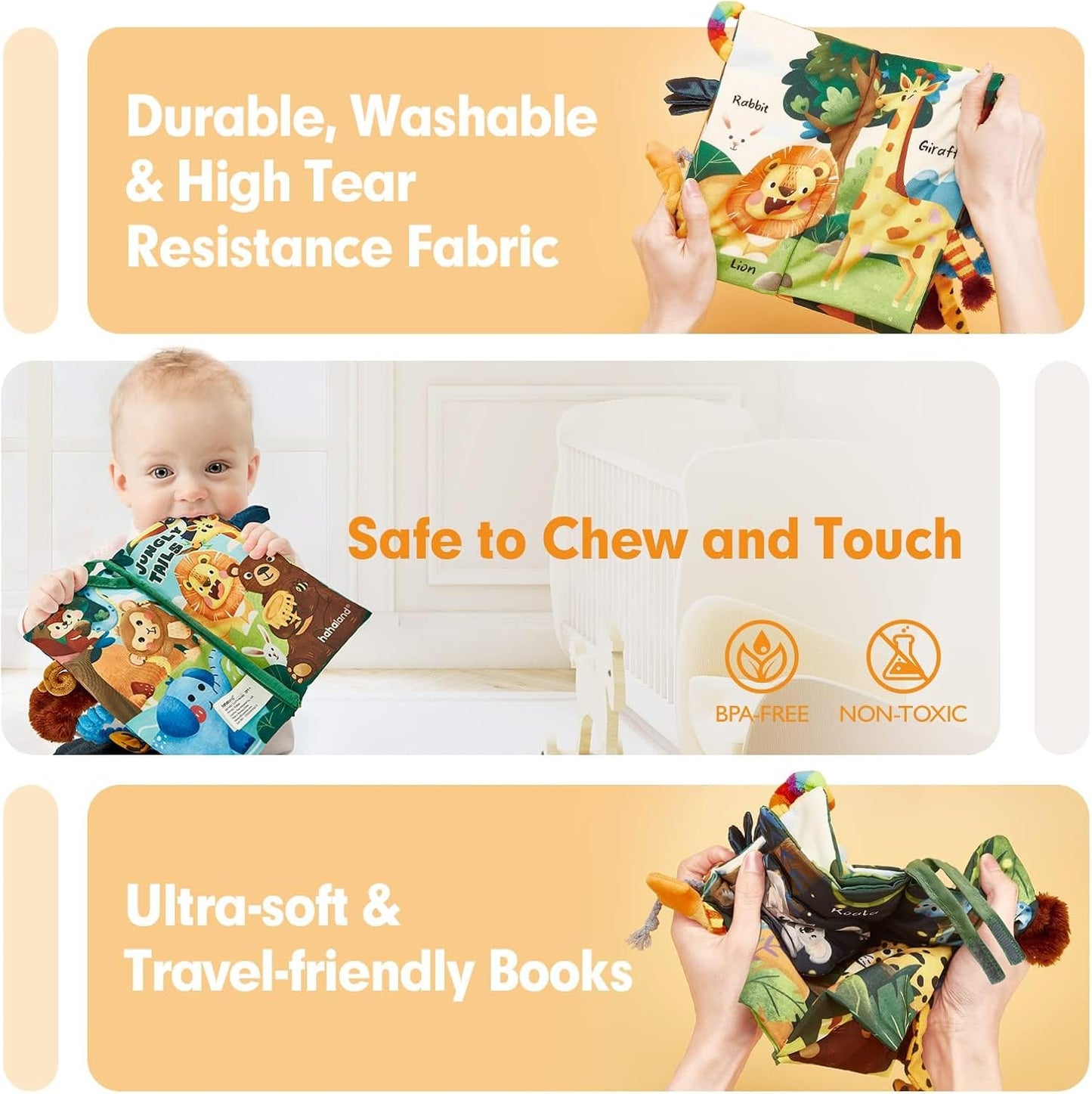 Hothahaland Baby Books 0-6 Months,Infant Tummy Time Toy Sensory Toys | 6 to 12 Months Touch Feel Book Travel Toy Gifts for Boy Girl 0-3 Month Baby Shower Birthday Easter Basket Stuffers 1PCS