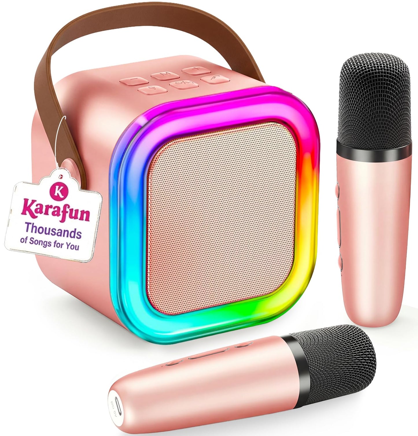 HotIROO Mini Karaoke Machine for Kids, 2026 TOP Toys Birthday Gifts Ideas for Girls Ages 4, 5, 6, 7, 8, 9, 10, 12+ Years Old, Portable MP3 Player with 2 Wireless Mics for Family Home Party