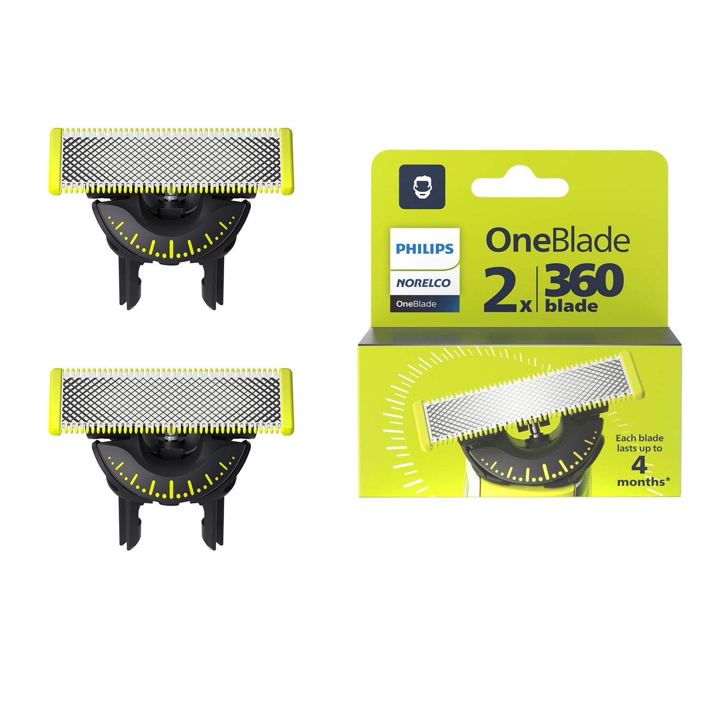 HotPhilips Norelco OneBlade 360 Blades, Genuine Replacement Blades for OneBlade Electric Shaver and Trimmer, 4 Pack, QP440/80