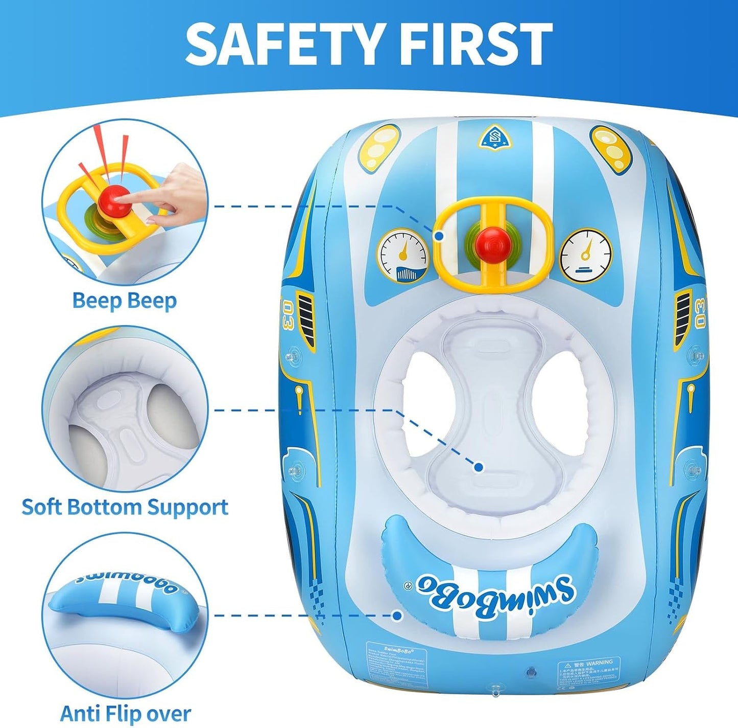 Hot Toddler Float Inflatable Baby Swim Float with Canopy and Seat Pool Toys for Kids 3+ Years Old