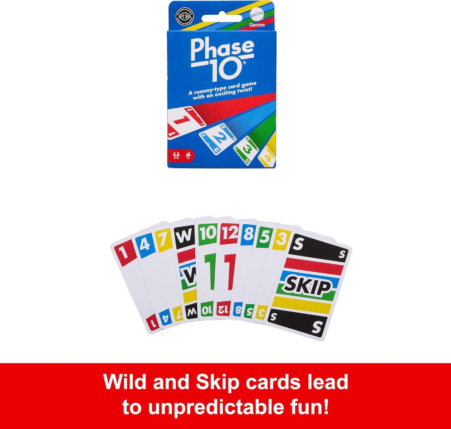 HotMattel Games Phase 10 Card Game in Storage Tin for Ages 7+
