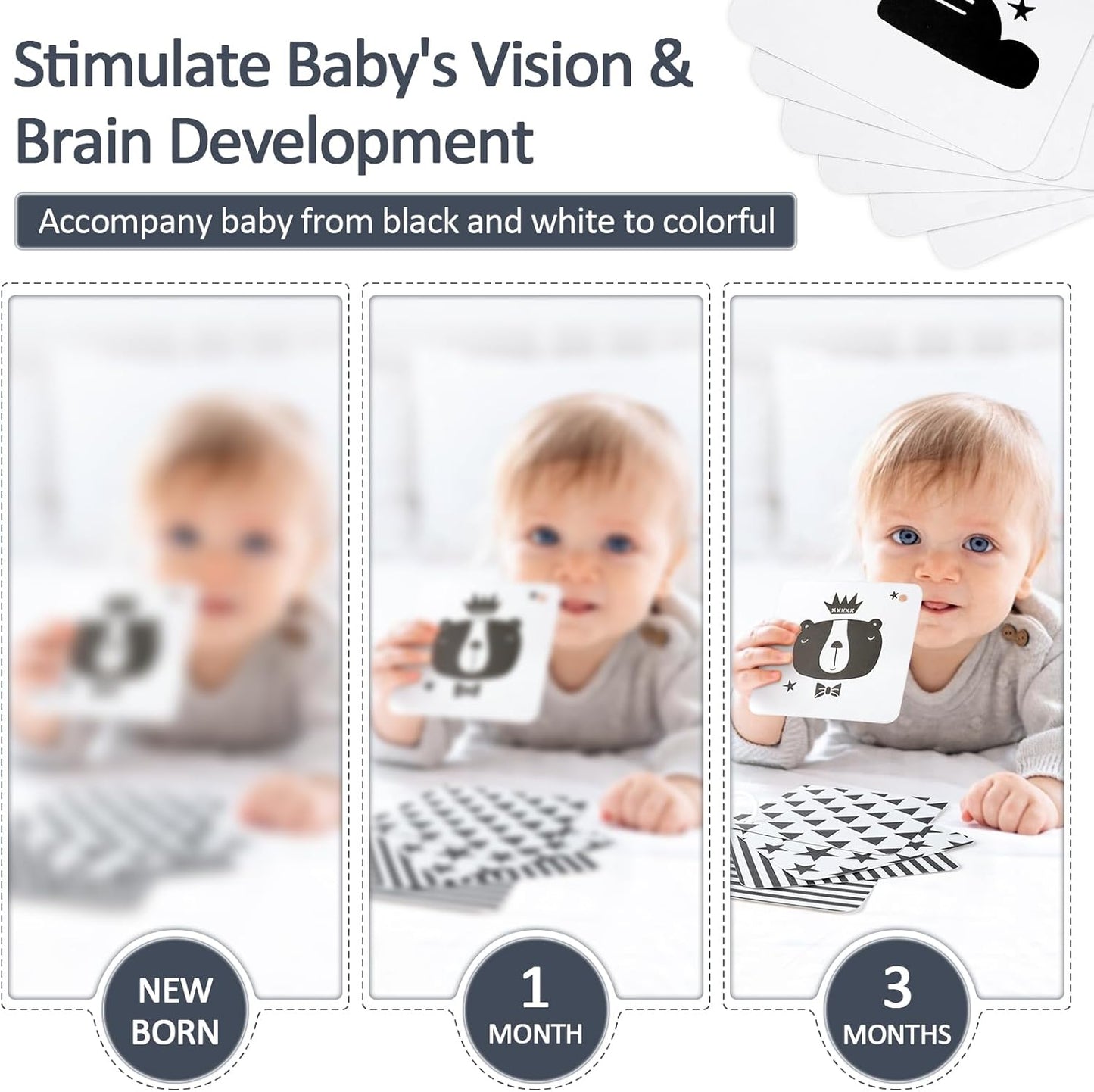 Hot Joyreal High Contrast Baby Toys for Newborn, Black and White Baby Sensory Toys with Car Seat Toys,Infant Toys with Black White Cards Book, Montessori Toys for Baby Gifts