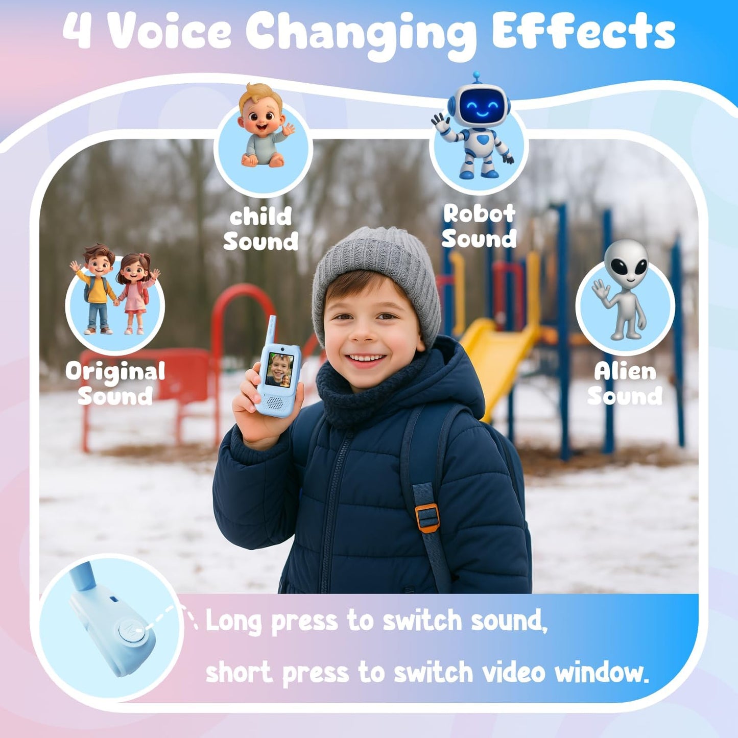 Hot Video Walkie Talkies for Kids, Handheld 2 Pack Rechargeable Video Walkies Talkies, Indoor Outdoor Toys Christmas Birthday Gifts for Age 3-12 Year Old Girls Boys (Blue & Pink)