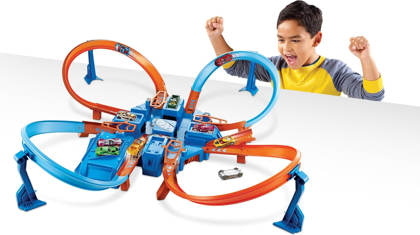 Hot Hot Wheels Track Set with 1:64 Scale Toy Car, 4 Intersections for Crashing, Powered by a Motorized Booster, Criss-Cross Crash Track (Amazon Exclusive) | Playset with 1:64 Scale Toy Car &4 Intersections for Crashing, Powered by a Motorized Booster (Ama