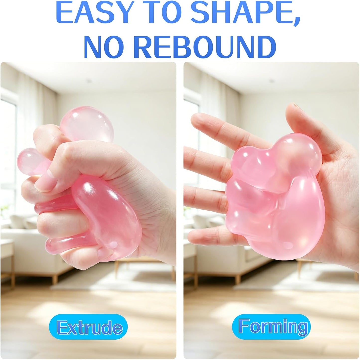 Hot 2 PCS Coconut Oil Squishy – Formable No-Rebound Stress Relief Balls, Sensory Fidget Toys for Study Work & Relaxation, Calming Desk Decor Anxiety Relief Gifts for Kids & Adults(Blue+Pink)