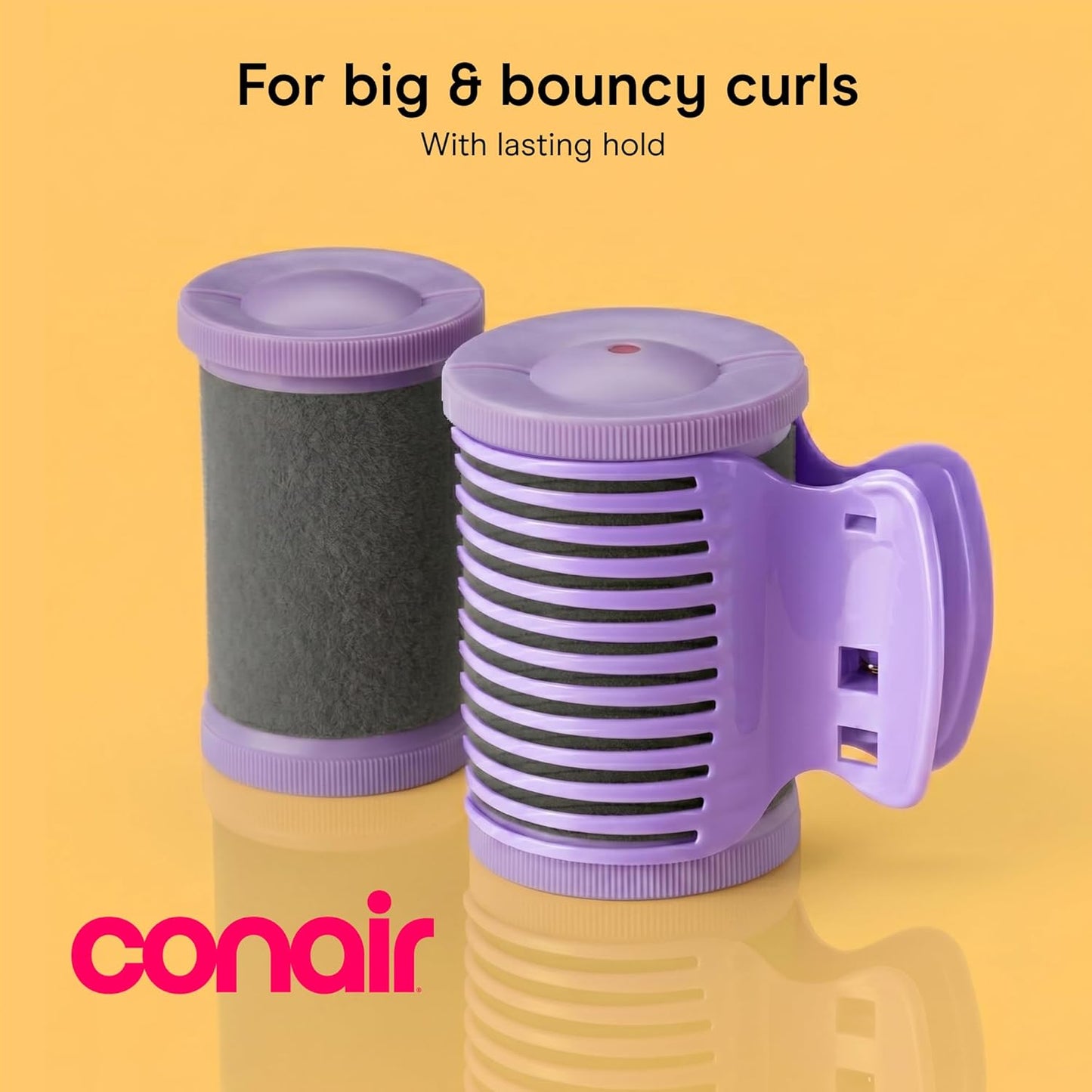 HotConair Ceramic Hot Rollers, 1 3/4" & 1 1/2" Rollers, Lavender, 12 Count | Heated hair rollers in 2 jumbo sizes heat in 85 seconds to create long-lasting volume on shoulder-length hair and beyond