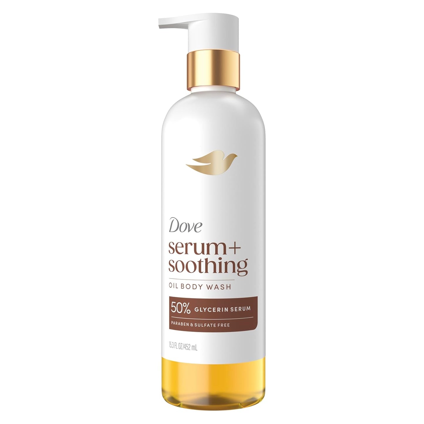 HotDove Serum+ Shower Oil Body Wash with Glycerin Serum, Almond Oil & Sandalwood, Soothing Hydrating Cleanser, 15.3 fl oz