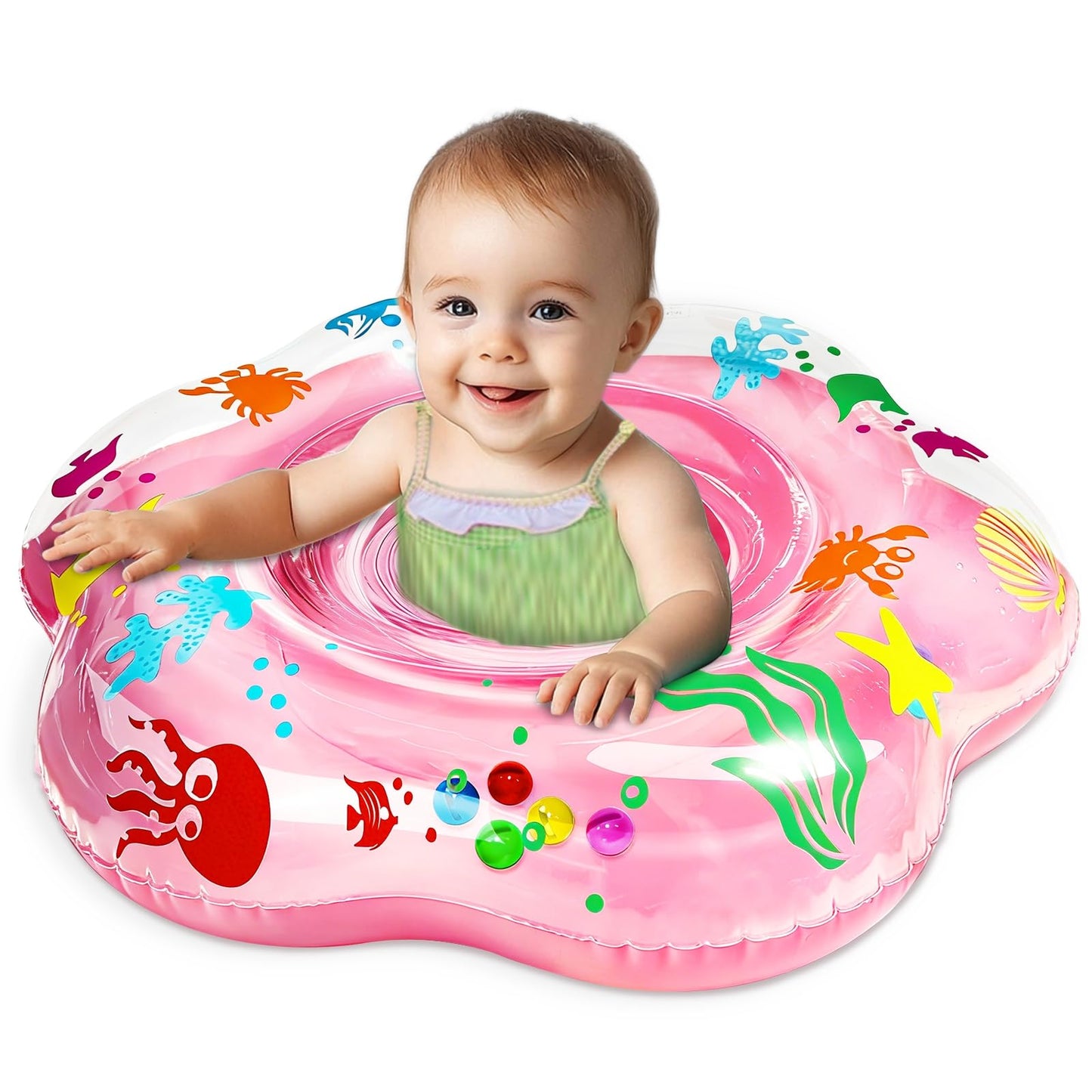 Hot 25.6" Inflatable Baby Pool Float for 6-36 Months Double Air Anti-Flip Safety Baby Swimming Float Toddler Swim Trainer Water Toys, Infant Swim Floats, Toddler Floaties,Kids Beach Toys Summer Essentials