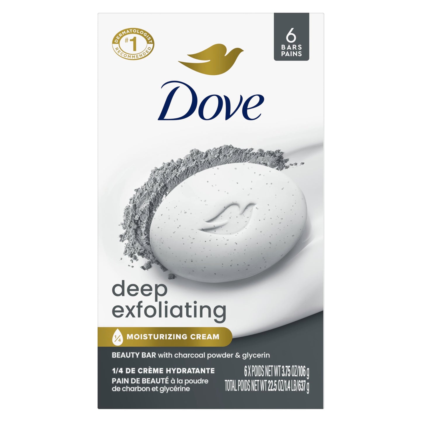 HotDove Gentle Exfoliating Beauty Bar Soap 8 Count, Renewing Cleanser, 3.75 oz I Beauty bar with gentle exfoliants and moisturizing cream to renew skin and reveal softer, smoother skin