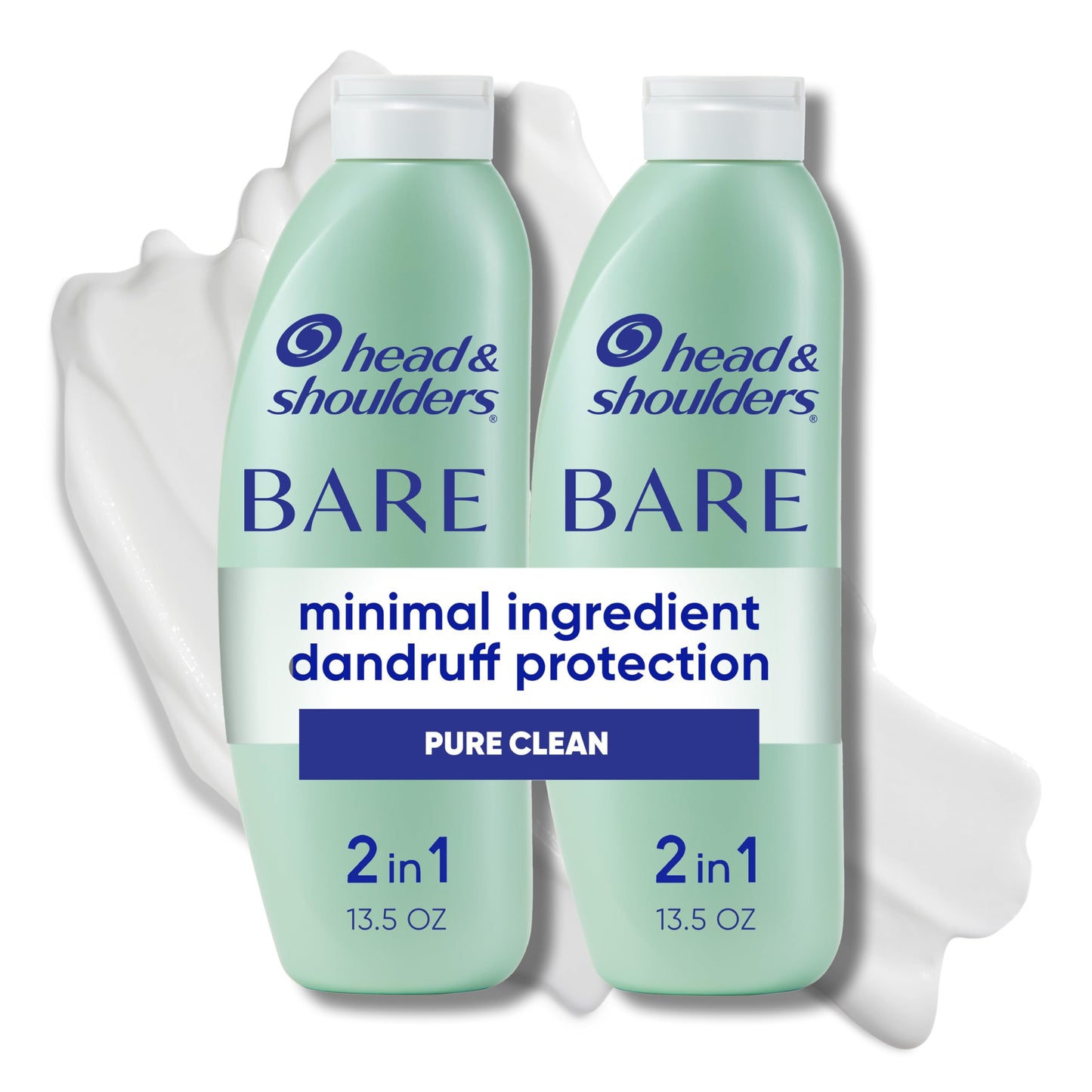 HotHead & Shoulders Anti-Dandruff Shampoo, BARE Soothing Hydration Twin Pack, 1% Pyrithione Zinc, Dry Scalp Relief, Free of Sulfates, Silicones, Dyes, 13.5 Fl Oz Each