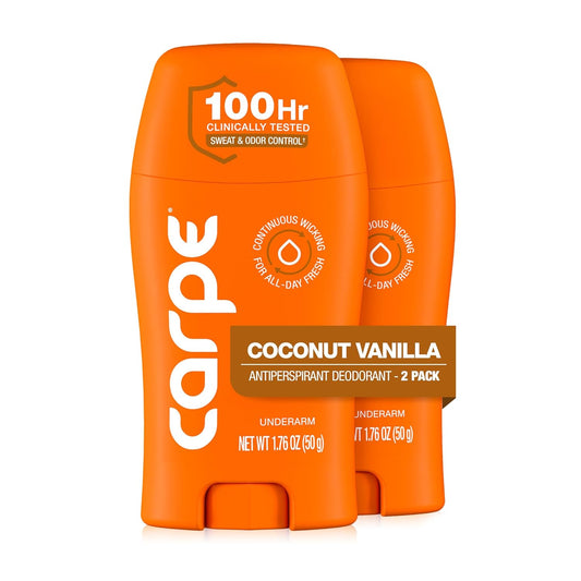 HotCarpe Underarm Antiperspirant - Coconut Vanilla Deodorant for Women - 100 Hour Sweat & Odor Control - Deodorant for Sweating - Clinical Strength Antiperspirant - Coconut Vanilla Scent - 2 Pack