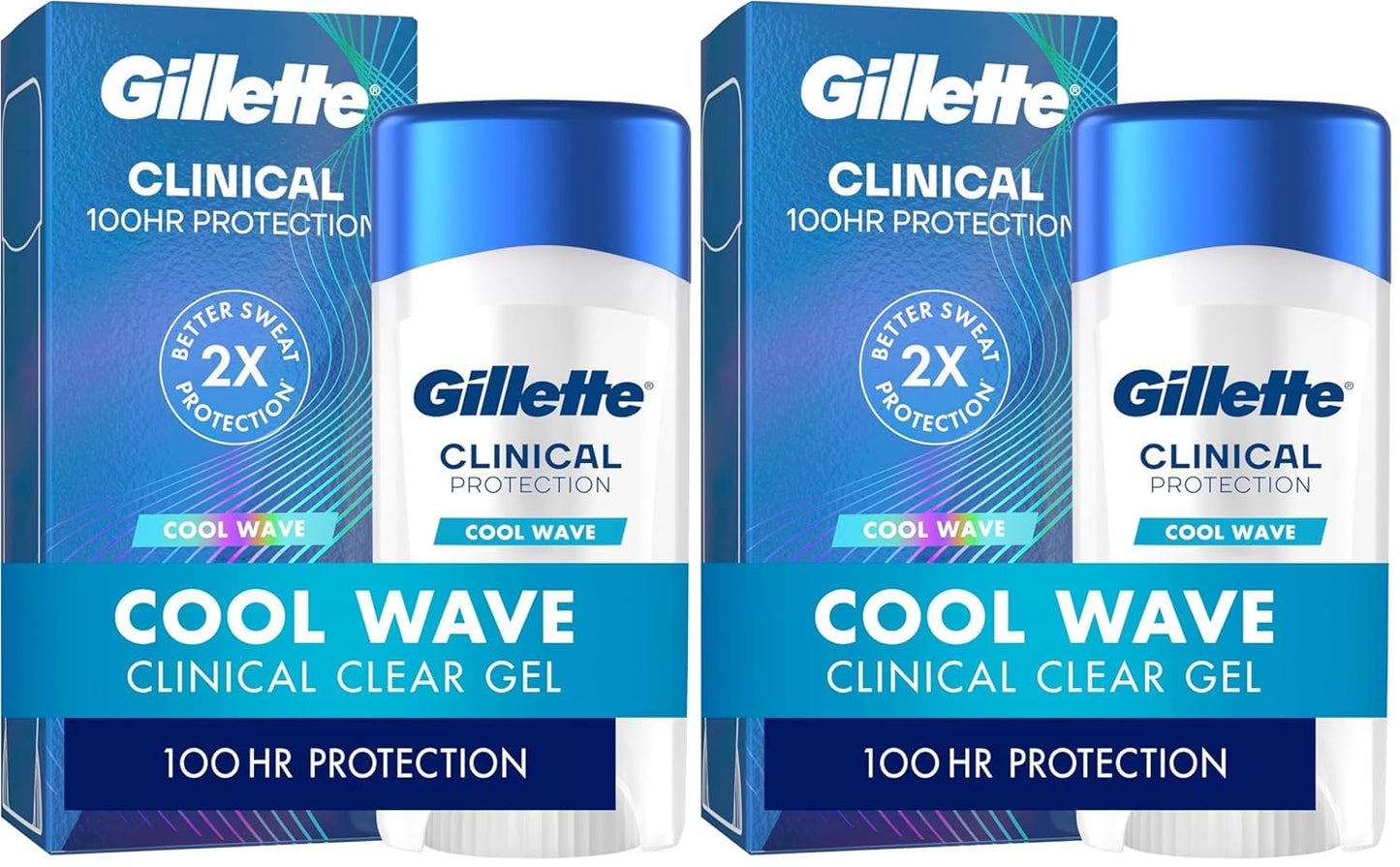 HotGillette Clinical Antiperspirant and Deodorant for Men, 100HR Clinical Strength Sweat & Odor Protection, Long Lasting Freshness, Anti-White Mark Technology, Clear Gel, Cool Wave Scent, 2.6 oz