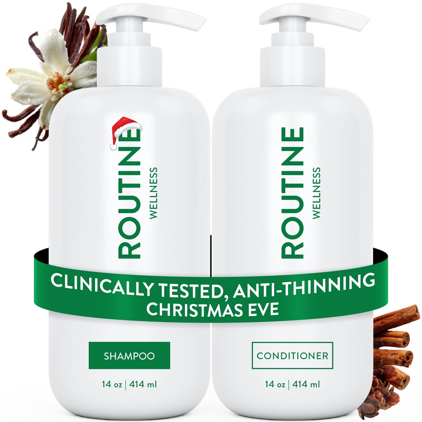 HotRoutine Wellness Anti-Thinning Shampoo & Conditioner - Rose Hips | Clinically tested shampoo for thinning hair with biotin, pea peptides, saw palmetto oil, color safe, sulfate free