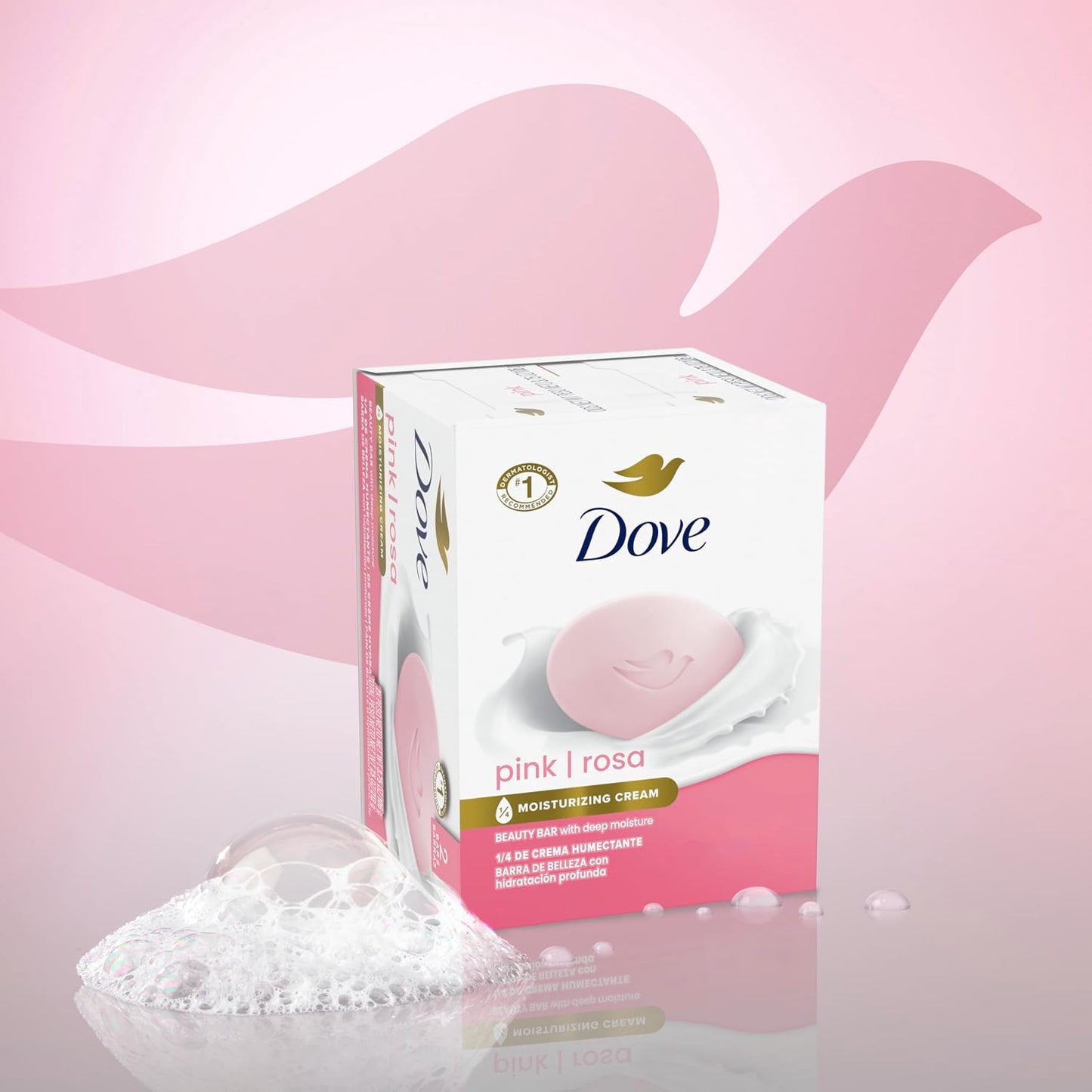 HotDove Beauty Bar Soap Pink Rosa, 6 Bars for Soft, Smooth Skin, Cleans & Moisturizes 3.75 oz