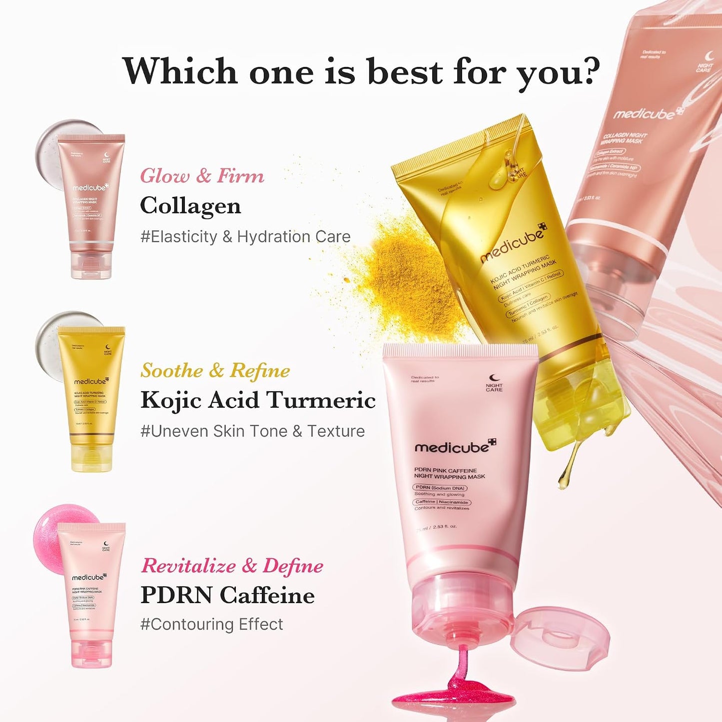 Hotmedicube Wrapping Mask PDRN Caffeine Overnight Peel Off Facial Mask | Firming, Depuffing & Hydration | Caffeine, Collagen For Refined, Glass Skin & Face Contour Support | Korean Skin Care, 2.53 fl.oz